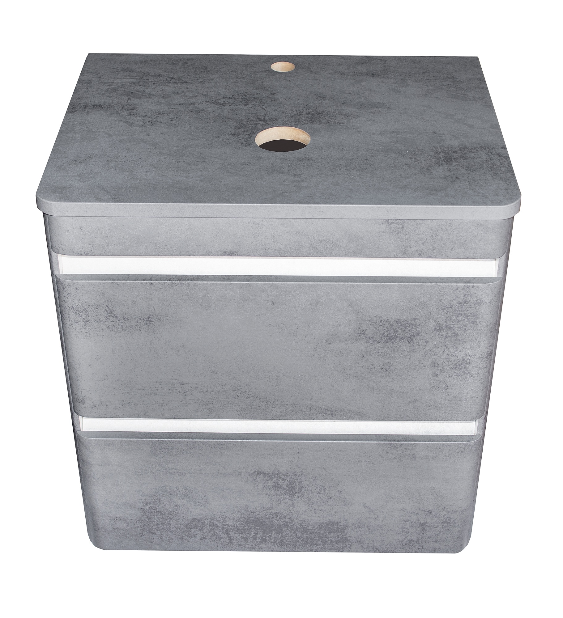 Тумба подвесная "Атлантика 60", Люкс бетон темный, (2 ящ.), со столешницей, PLUS