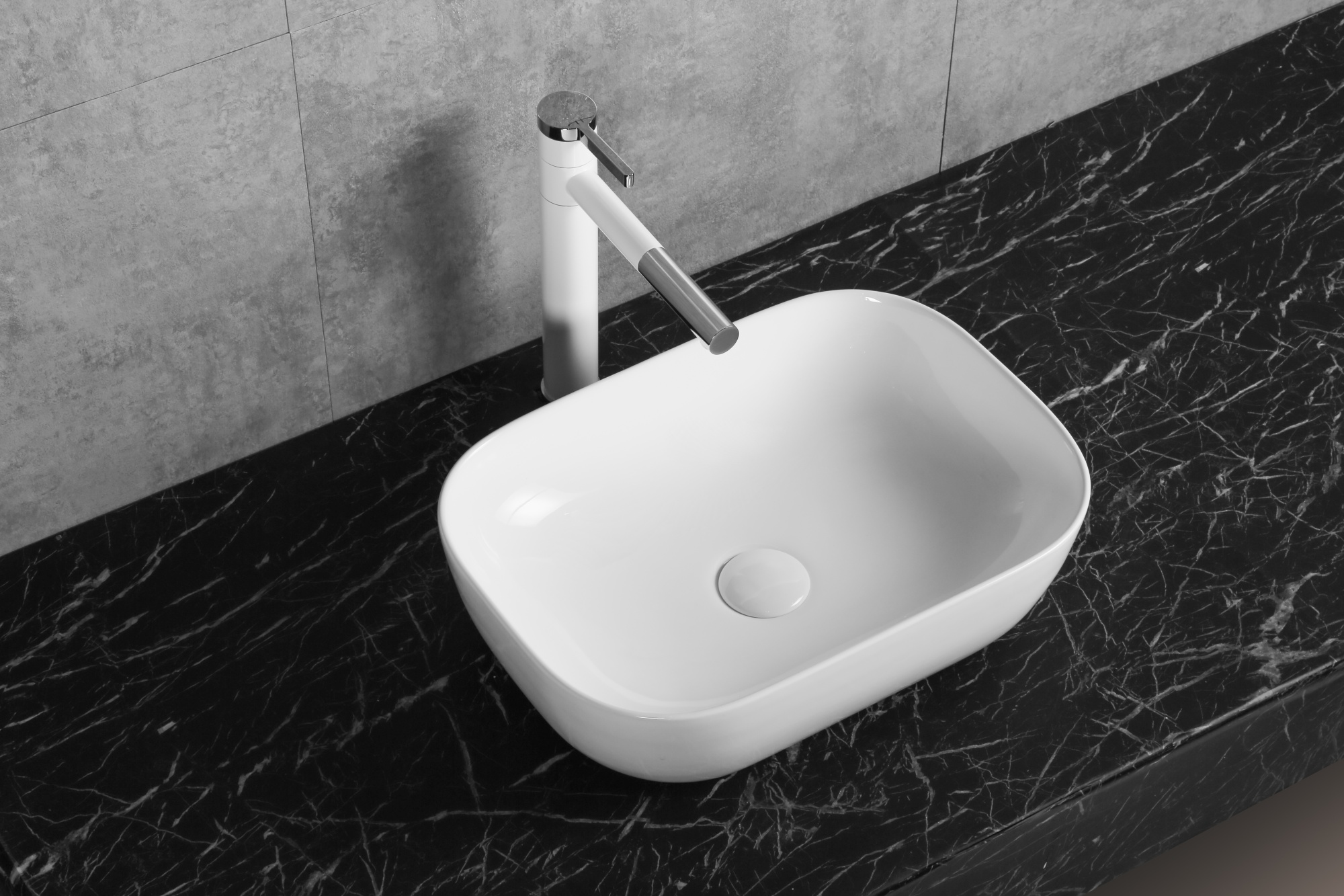 Раковина CR0078B накладная, белая, прямоугольная 460х330х135 Ceruttispa