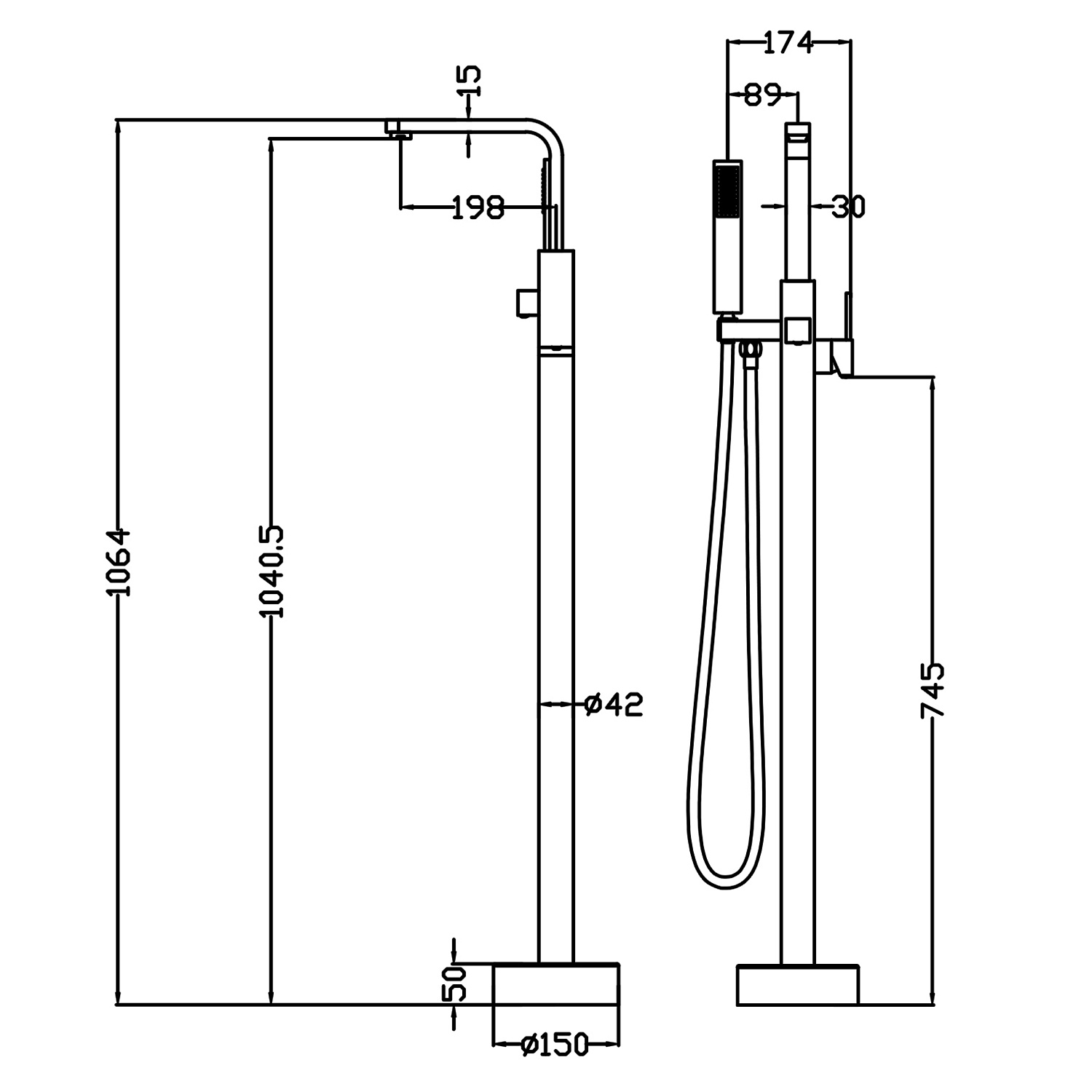Смеситель напольный Swedbe Spira 4005B