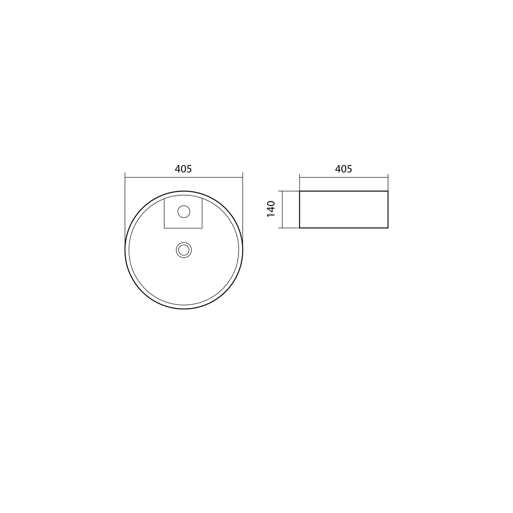 Раковина накладная для установки на столешницу AQUATEK ЕВРОПА AQ5212-00, 405*405*140 мм, с отверстием под смеситель