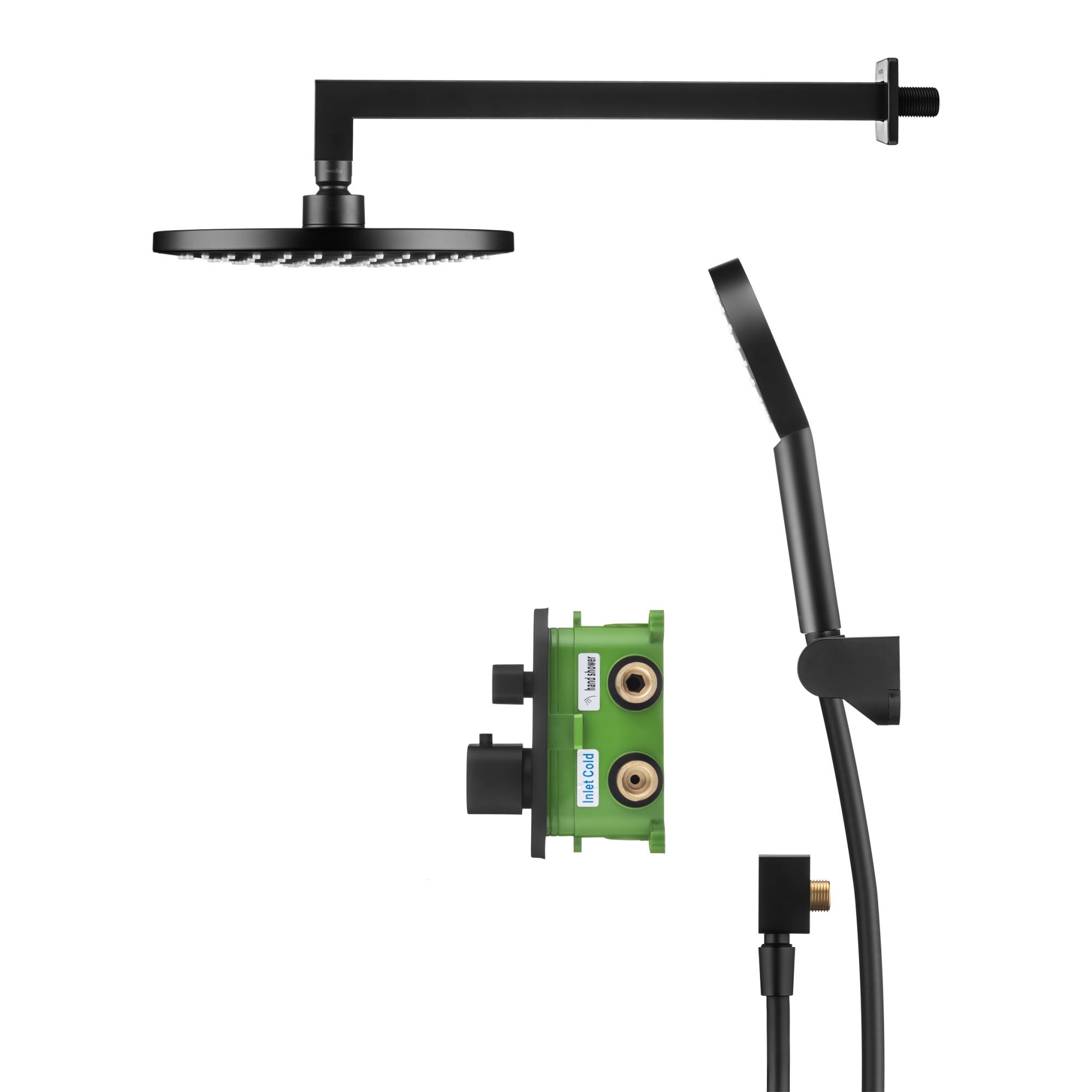 Душевой комплект Swedbe Platta 5564B со встраиваемым термостатическим смесителем (с монтажным боксом) и верхним душем