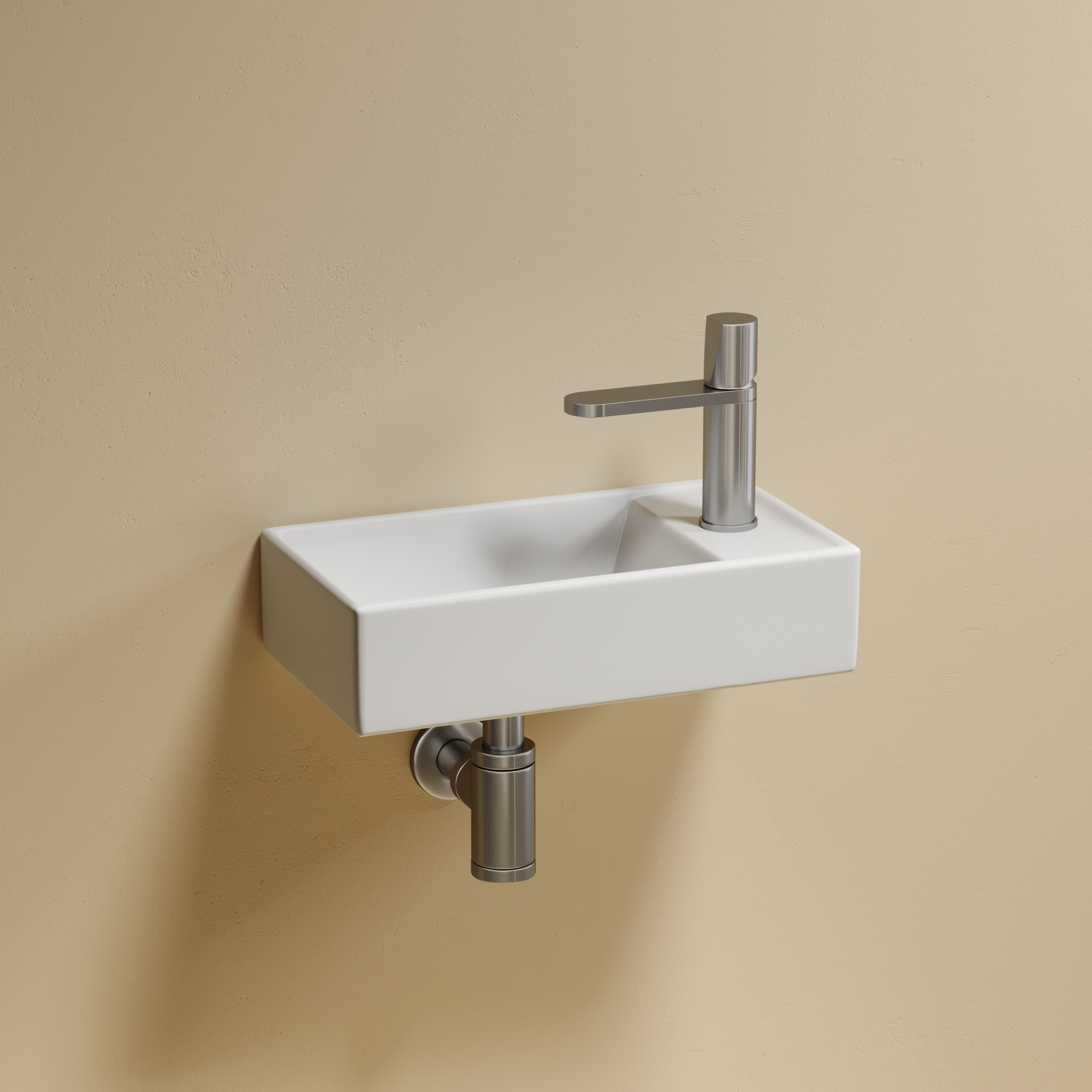 Умывальник подвесной прямоугольный (чаша слева, отверстие под смеситель справа) цвет белый матовый Element 407*217*100, CN6051LMW