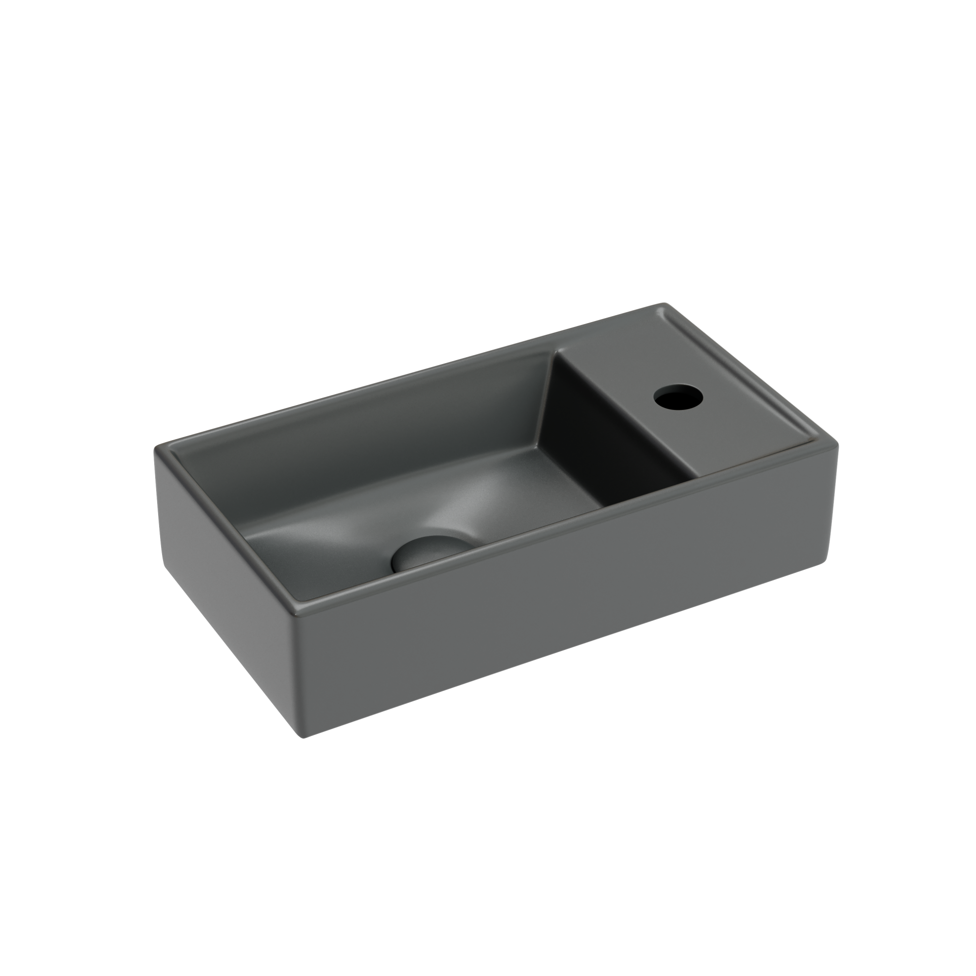 Умывальник подвесной прямоугольный (чаша слева, отверстие под смеситель справа) цвет темный антрацит матовый Element 407*217*100, CN6051LMDH