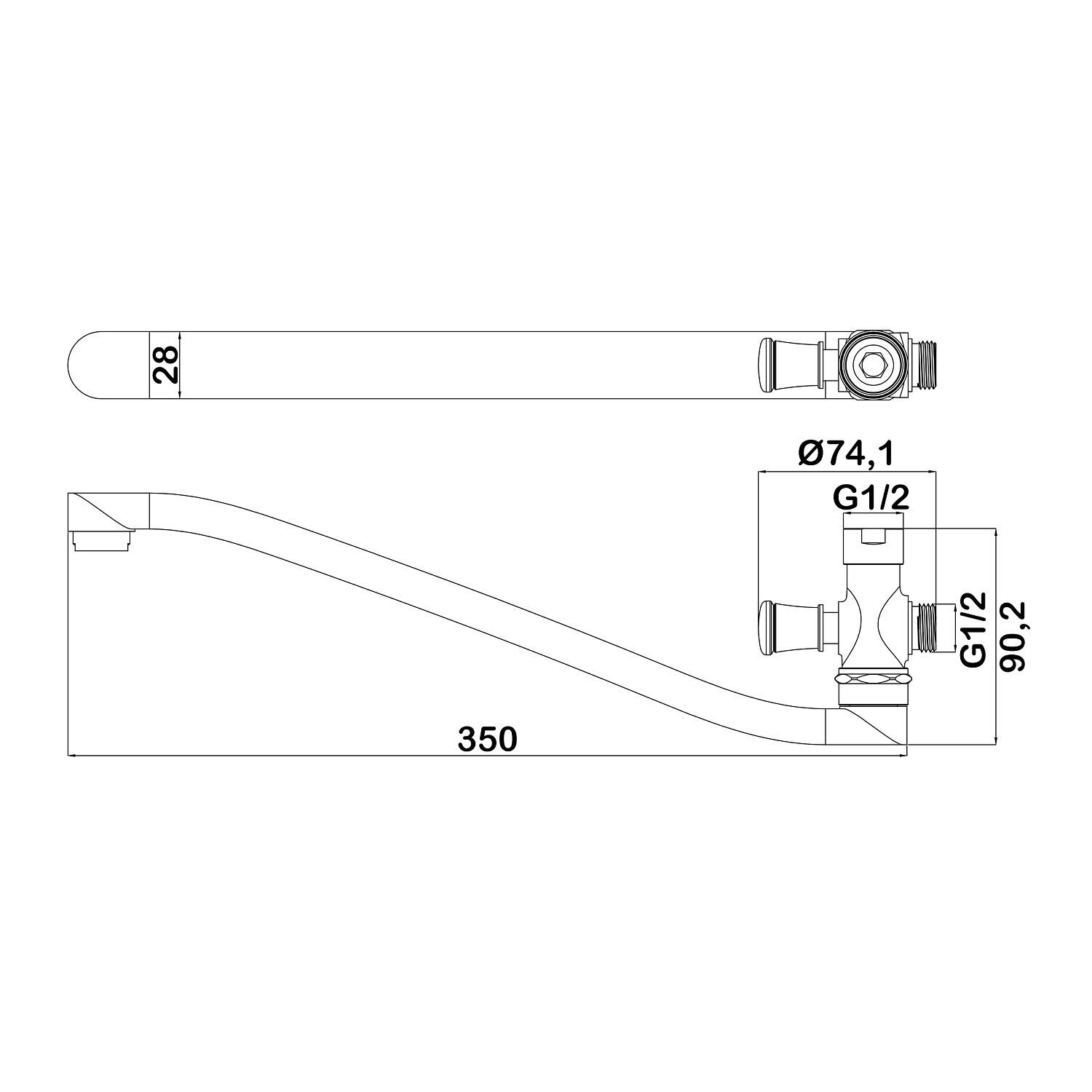 Излив S-формы с переключателем Swedbe Venado 0050
