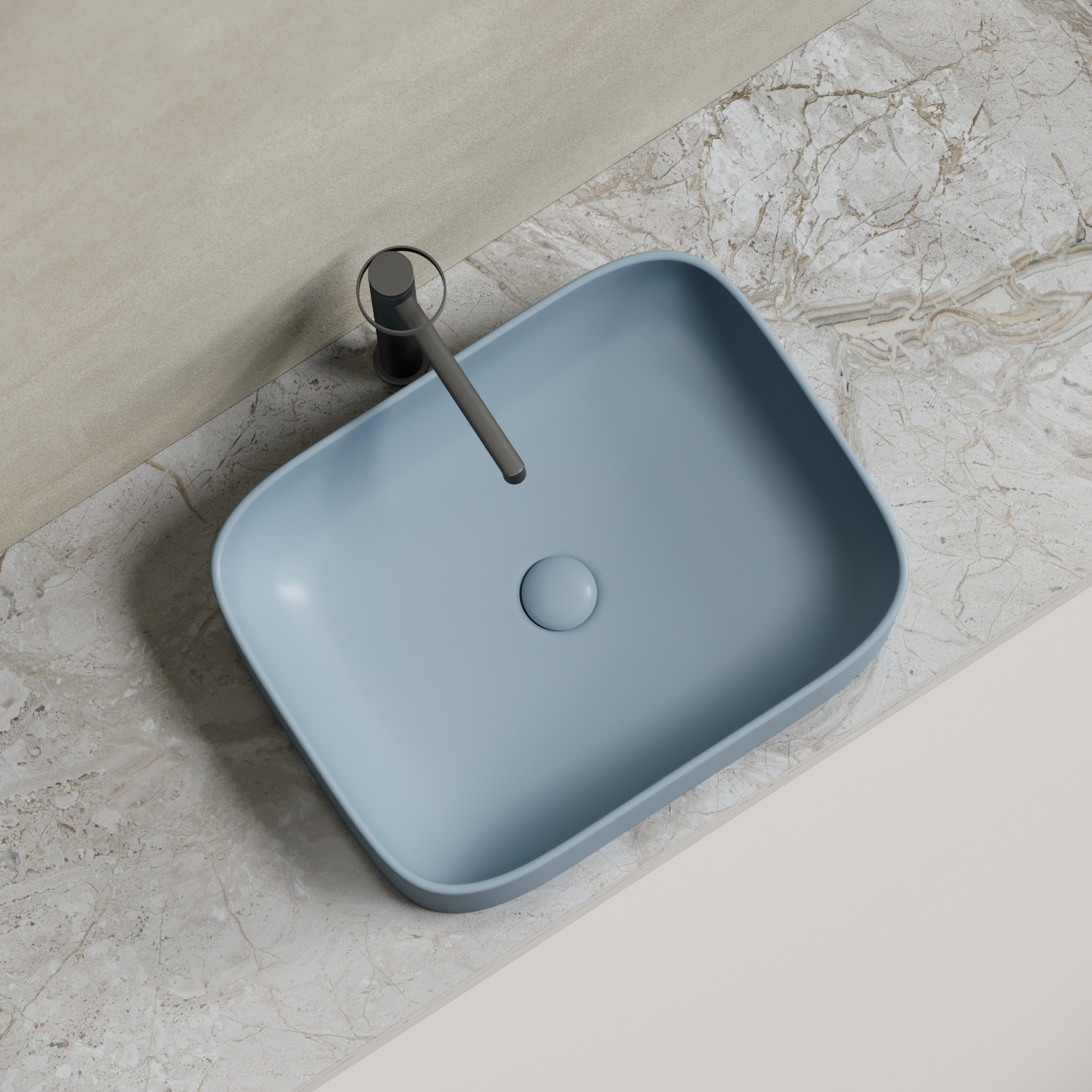 Умывальник чаша накладная прямоугольная (цвет Серо-Голубой Матовый) Element 505*380*150мм, CN6052MHL