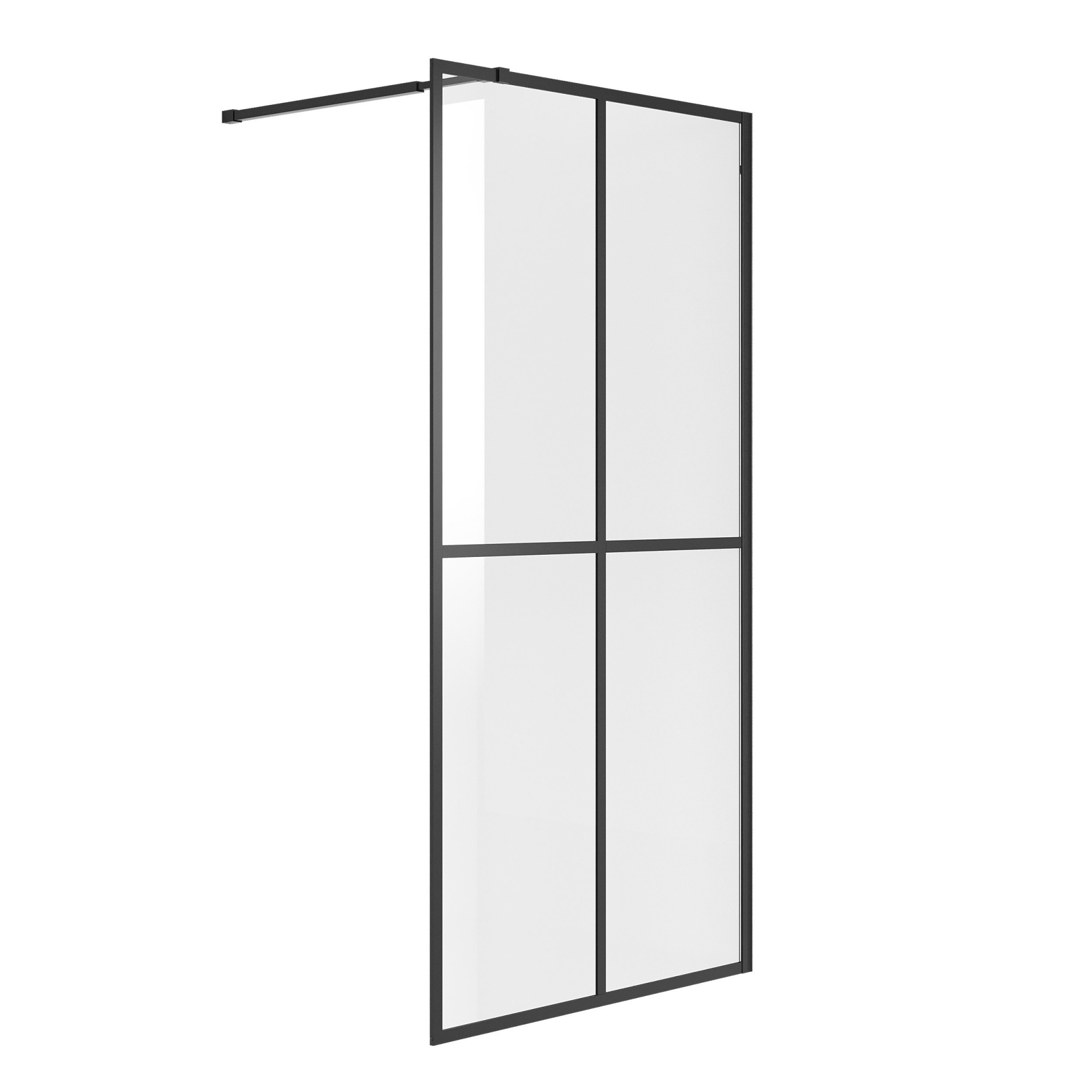 Душевая перегородка NG-686-10BLACK (100*195) черный матовый, стекло прозрачное с рисунком