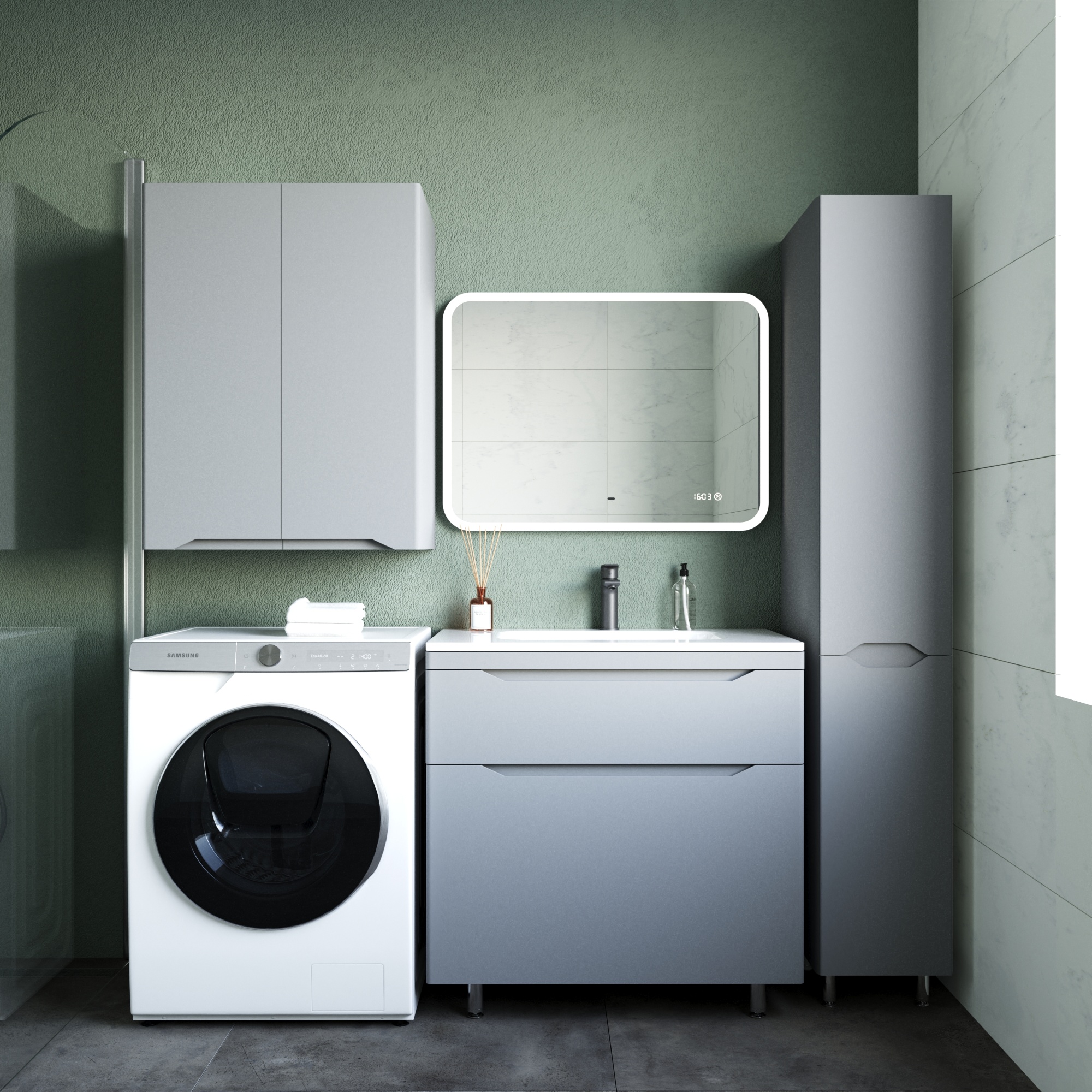 Тумба напольная "Марелла 80" (2 ящ.) Люкс антискрейтч серый, PLUS