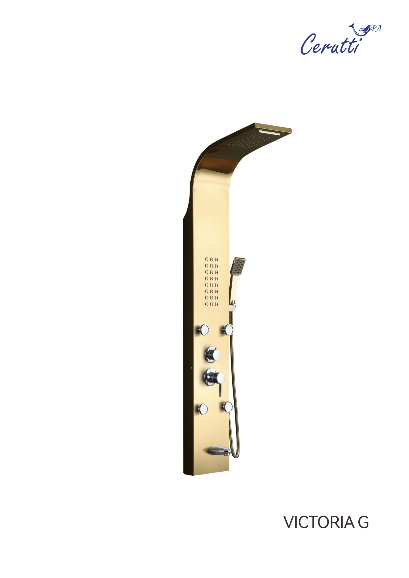 Панель VICTORIA G душевая из нержавеющей стали с форсунками Ceruttispa CT9978, цвет золото