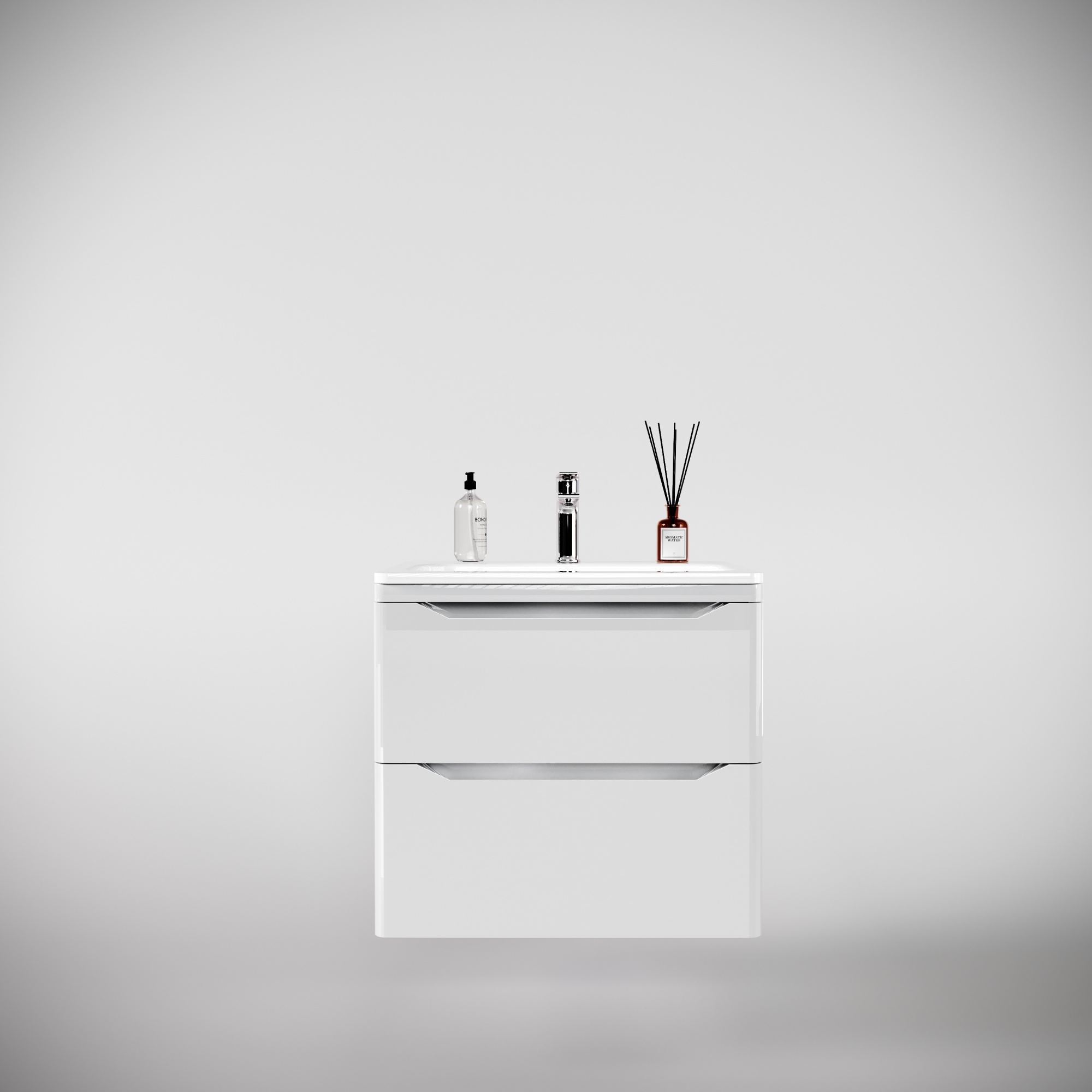 Тумба подвесная "Марелла 60" (2 ящ.) Люкс антискрейтч белый глянец, PLUS