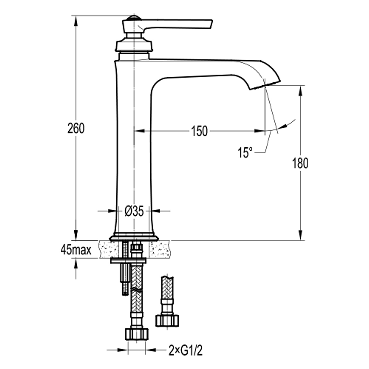 Высокий смеситель для раковины Swedbe Terracotta Art 2501