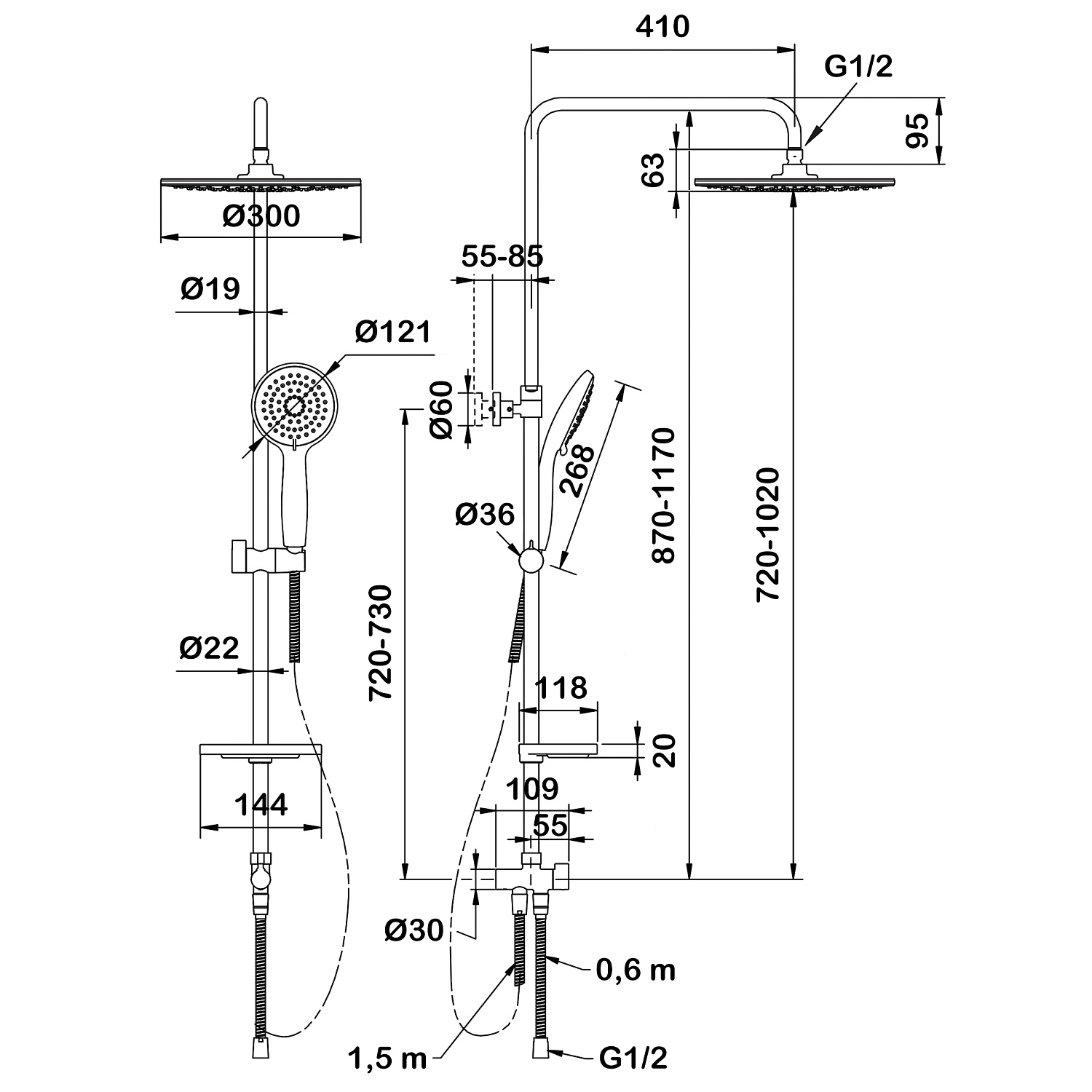 Семейный душ Swedbe Calypso 5101G1