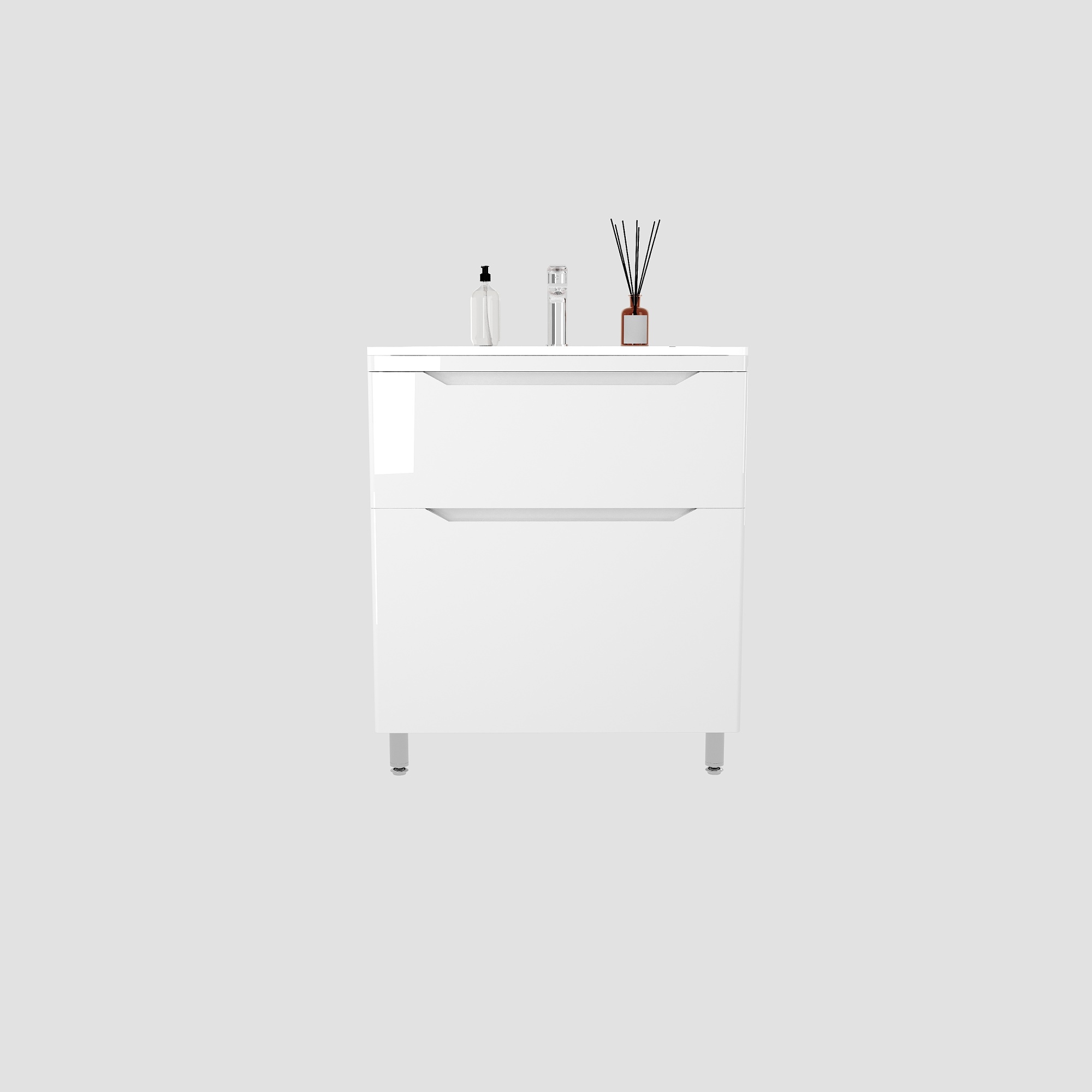 Тумба напольная "Марелла 70" (2 ящ.) Люкс антискрейтч белый глянец, PLUS