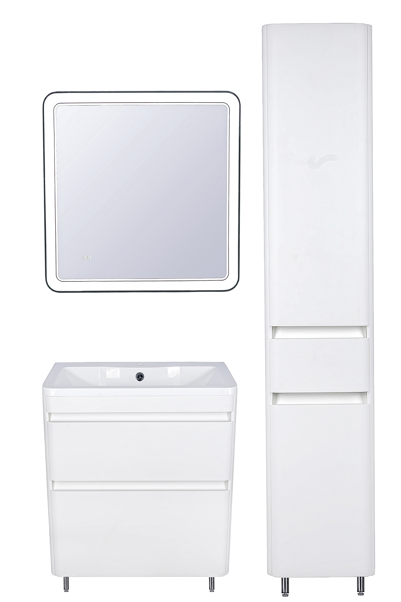 Зеркало "Атлантика 60*60" с подсветкой и часами