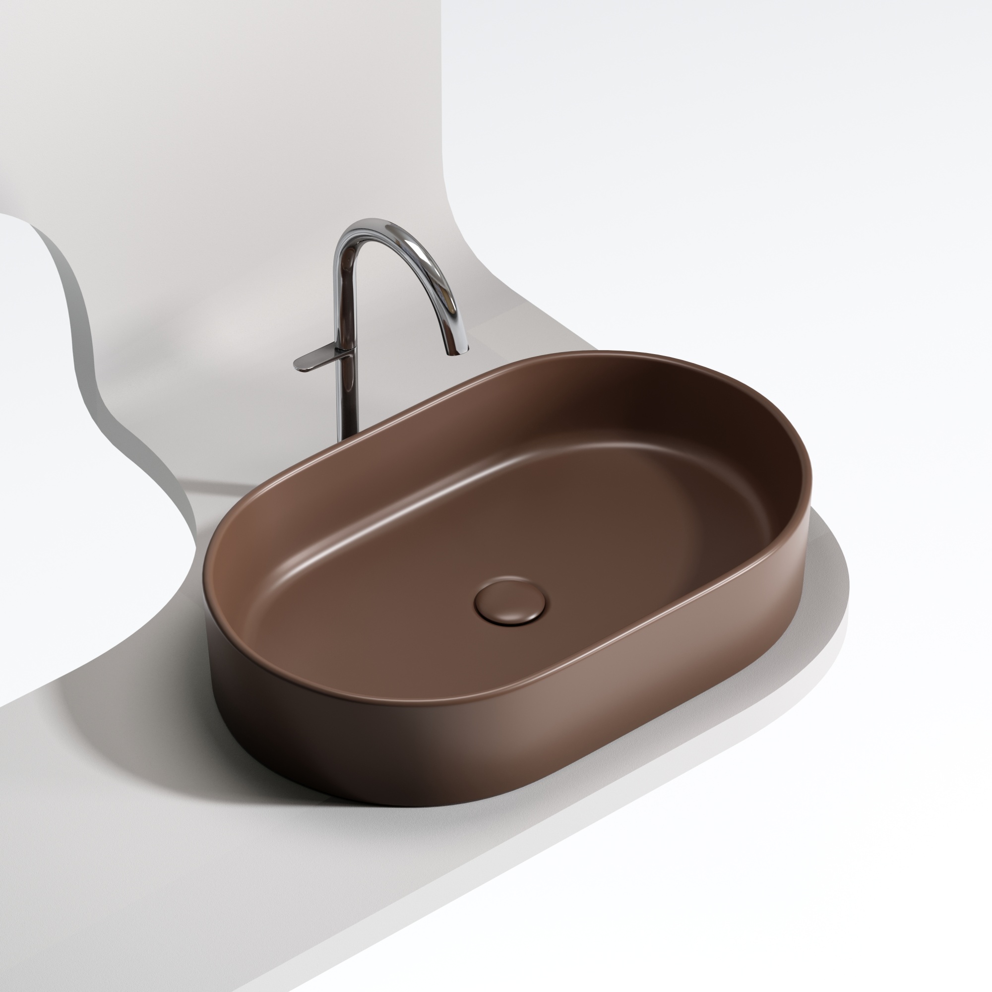 Умывальник чаша накладная овальная (цвет Темно-Коричневый Матовый) Element 608*385*122мм, CN6048MDB