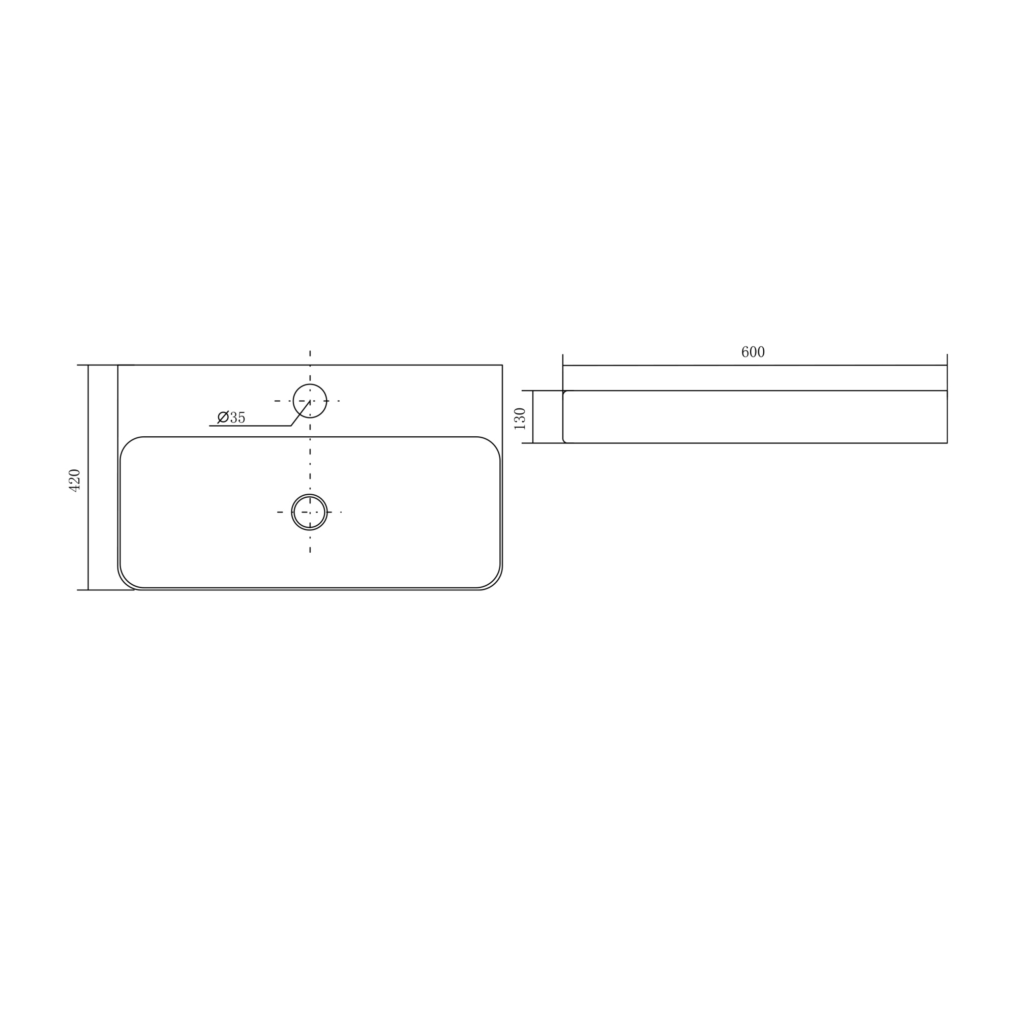Раковина накладная для установки на столешницу AQUATEK AQ3241-00, 600*420*130 мм
