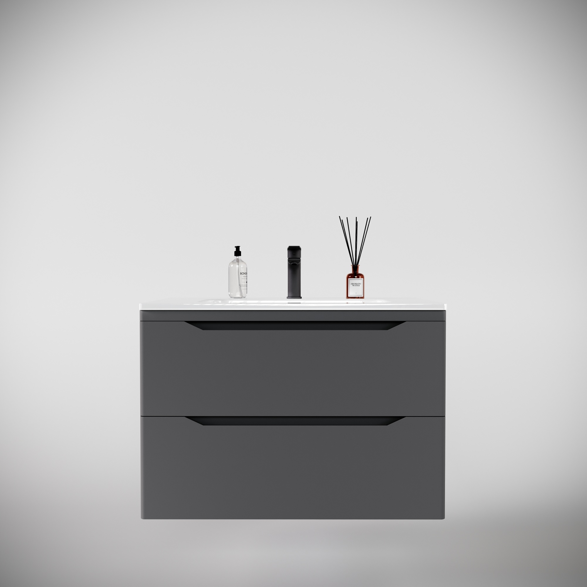 Тумба подвесная "Марелла 80" (2 ящ.) Люкс антискрейтч серый, PLUS