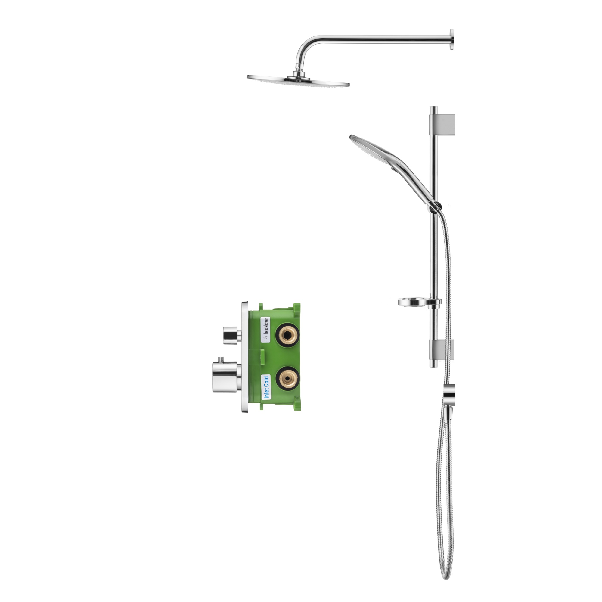 Душевой комплект со встраиваемым термостатическим смесителем (с монтажным боксом) и верхним душем Swedbe Platta 5556