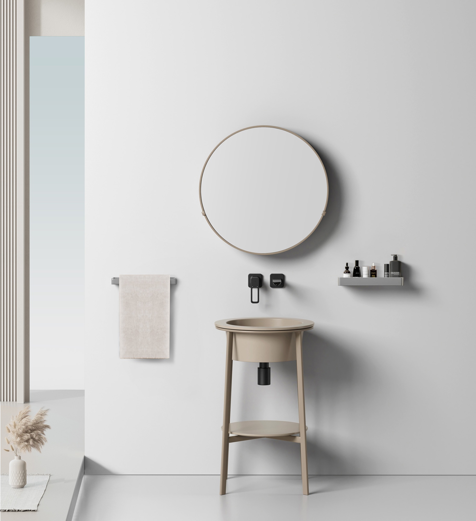 Консоль с керамической раковиной ABBER Bequem AC2130MK хаки матовый