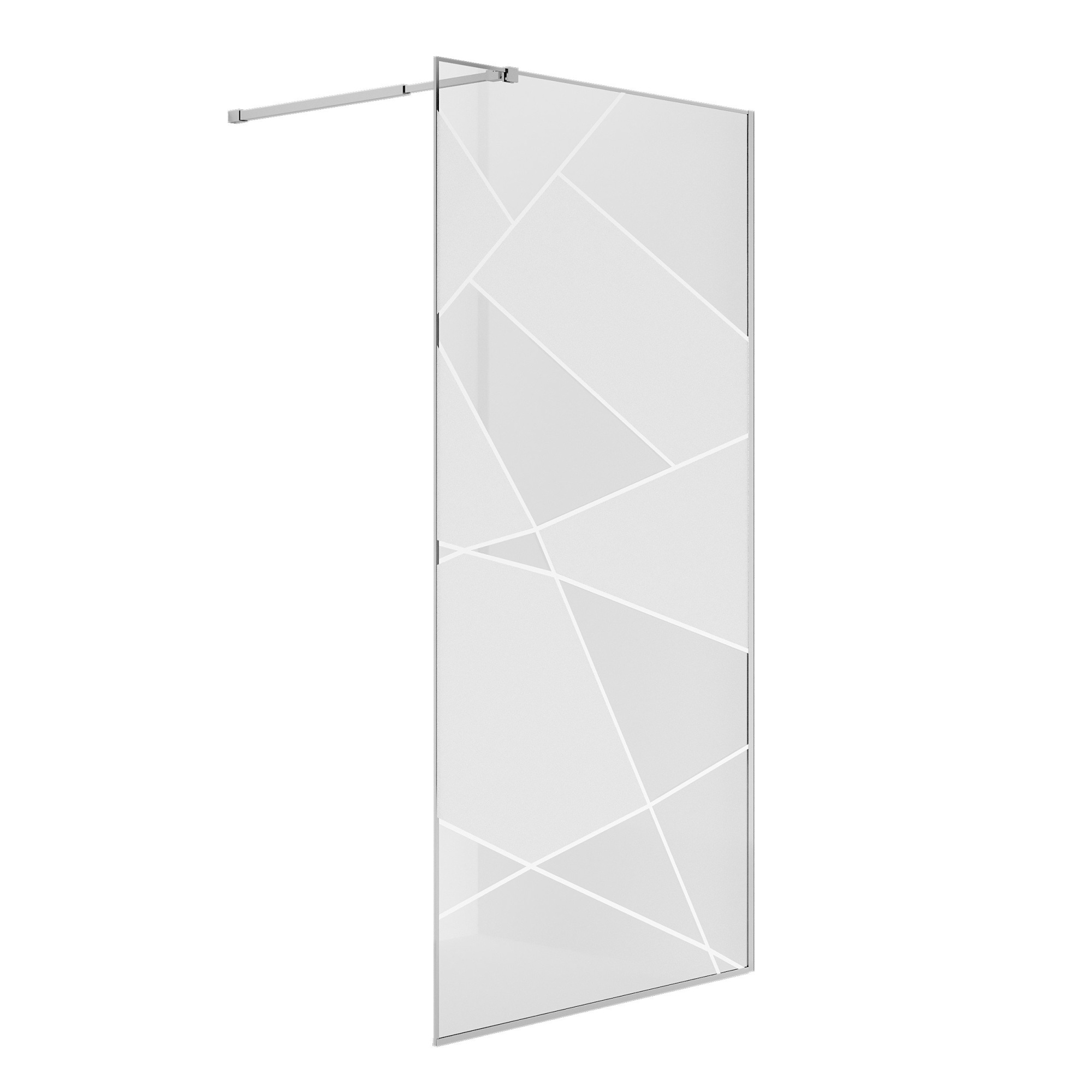 Душевая перегородка NG-660-12 (120*195) хром, стекло прозрачное с рисунком