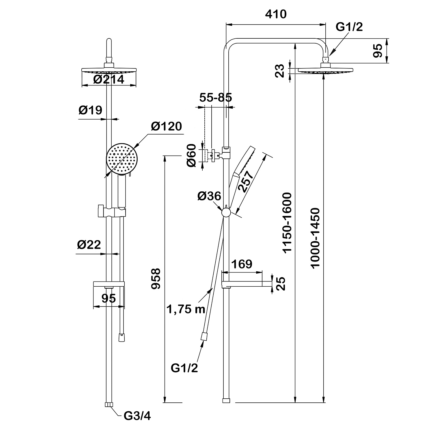 Семейный душ Swedbe Hermes 5104B