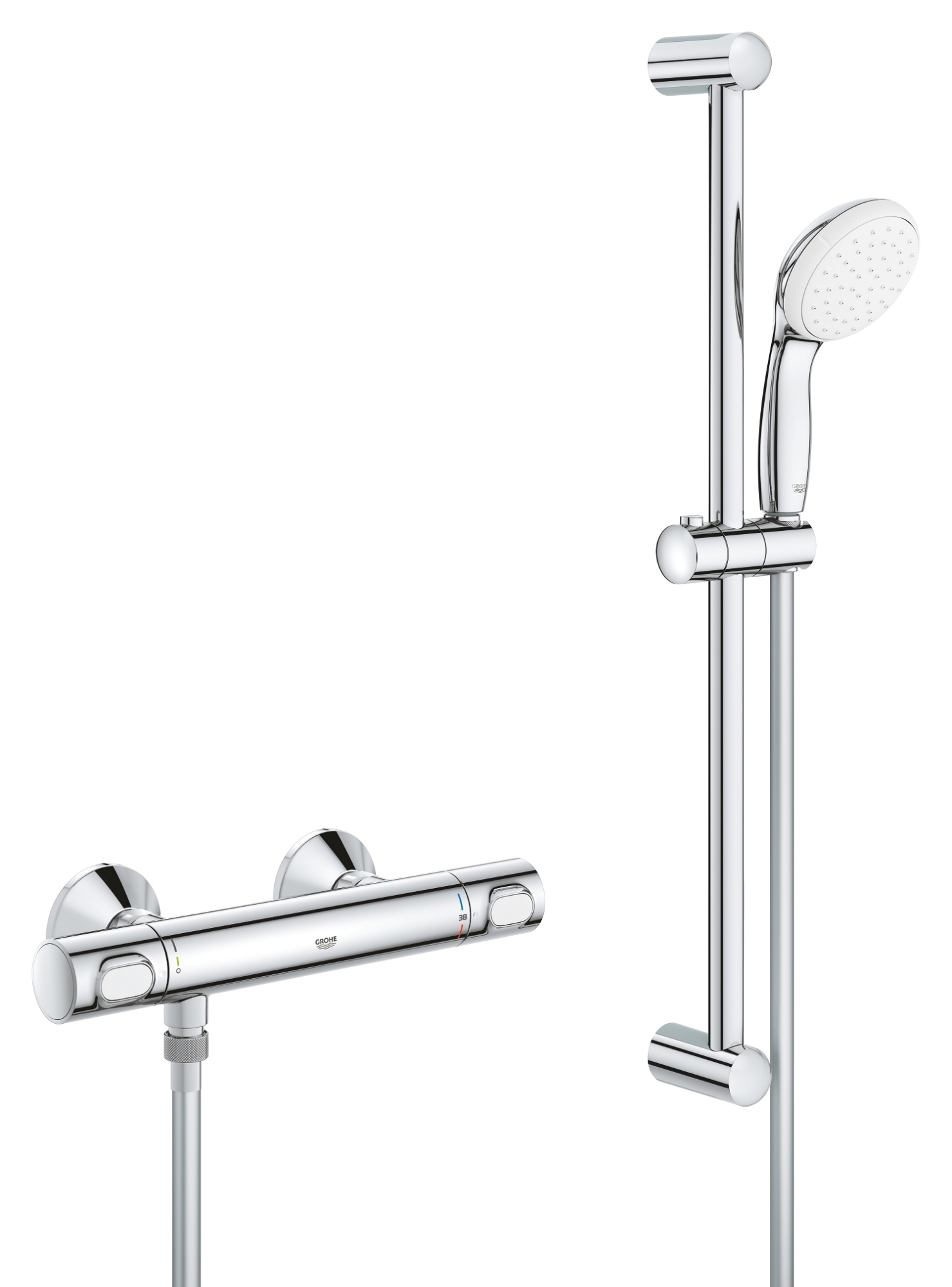 34796000 Термостат для душа GROHE Grohtherm 500, с душевым гарнитуром, хром