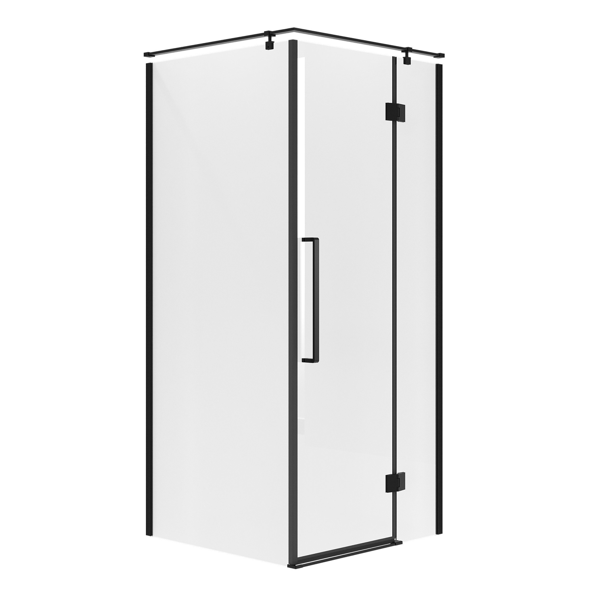 Душевое ограждение NG-6832-34BLACK (100*100*195) квадрат, распашная, черный матовый, стекло прозрач