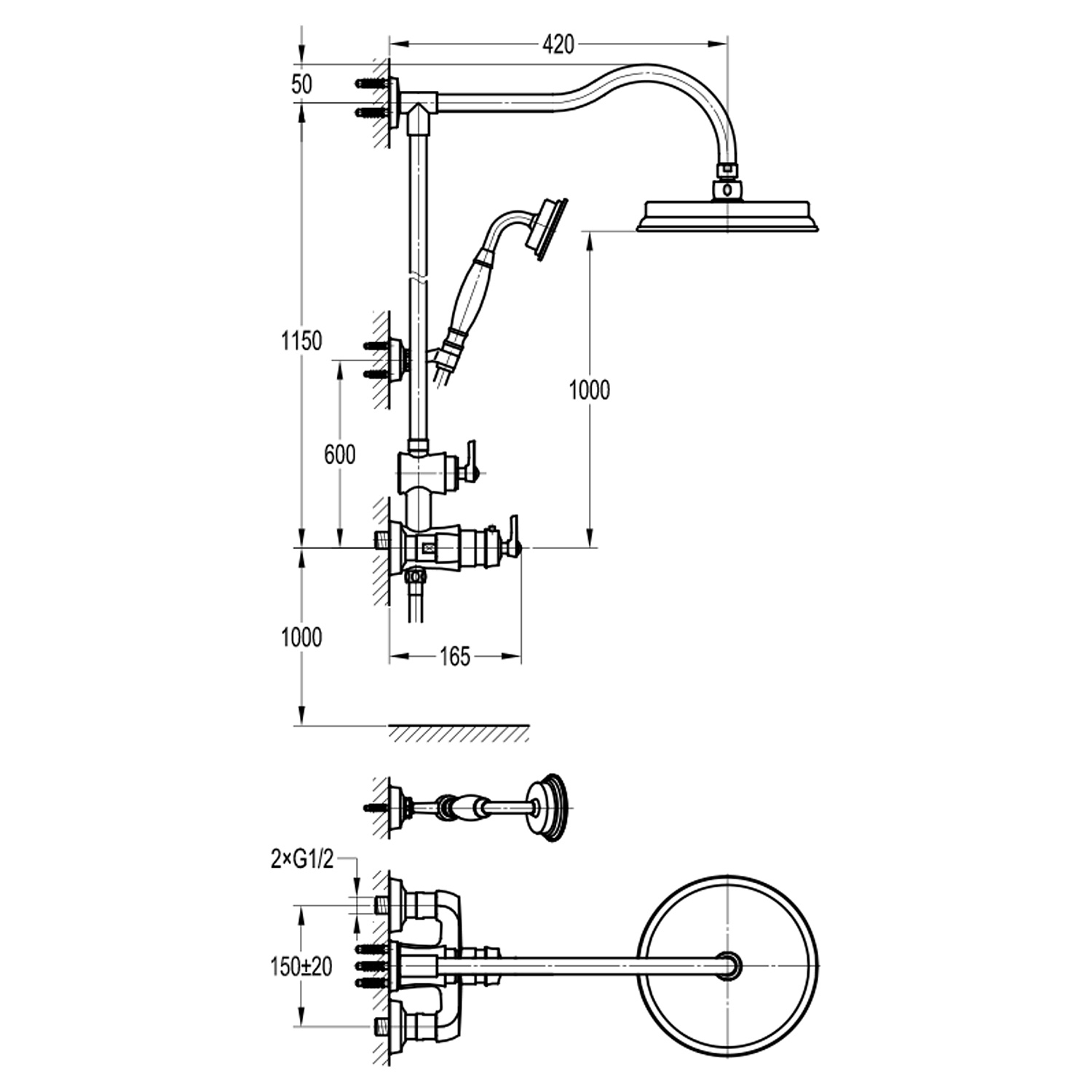 Душевая система Swedbe Terracotta Art 2512 с термостатическим смесителем