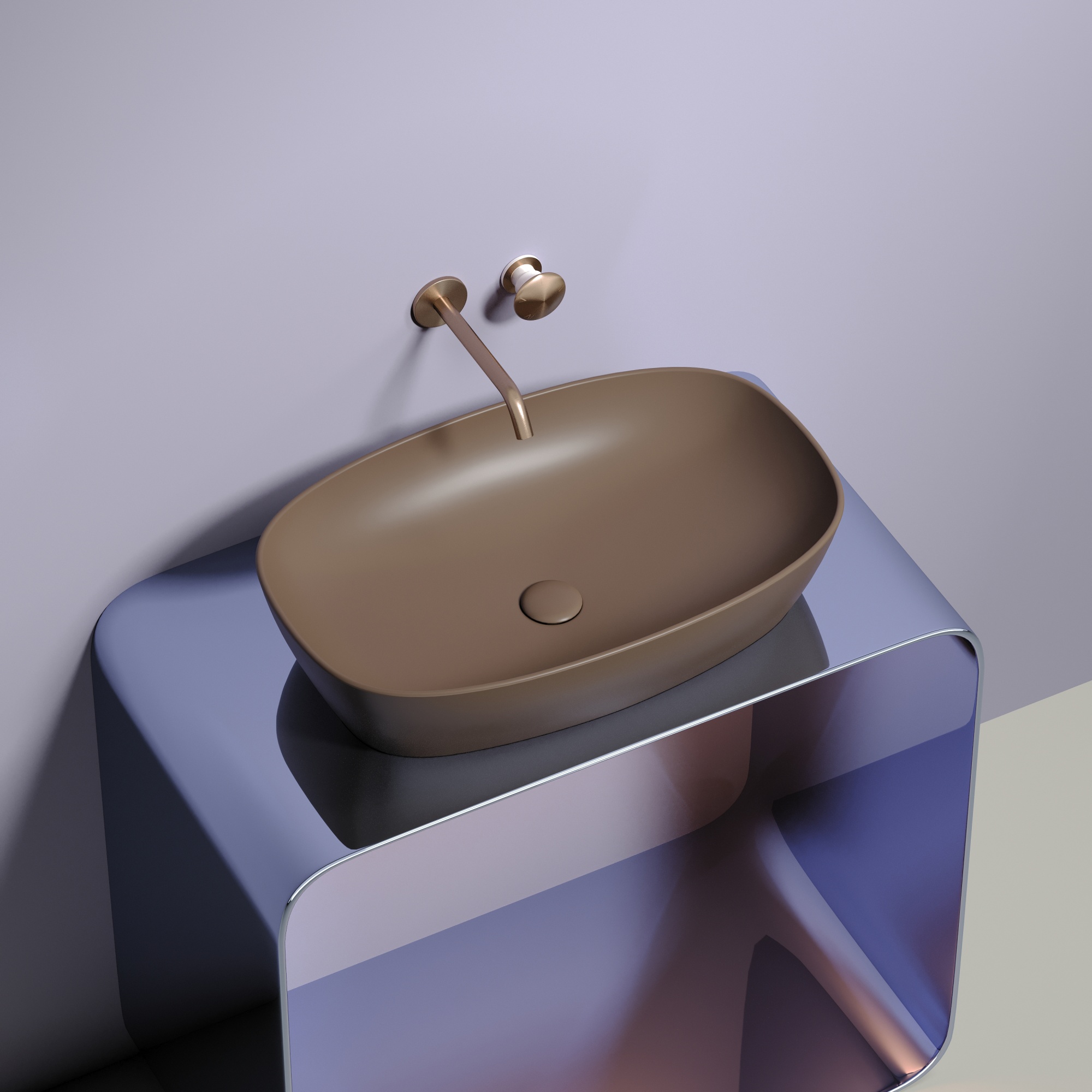 Умывальник чаша накладная овальная (цвет Темно-Коричневый Матовый) 600*380*138мм, CN6049MDB