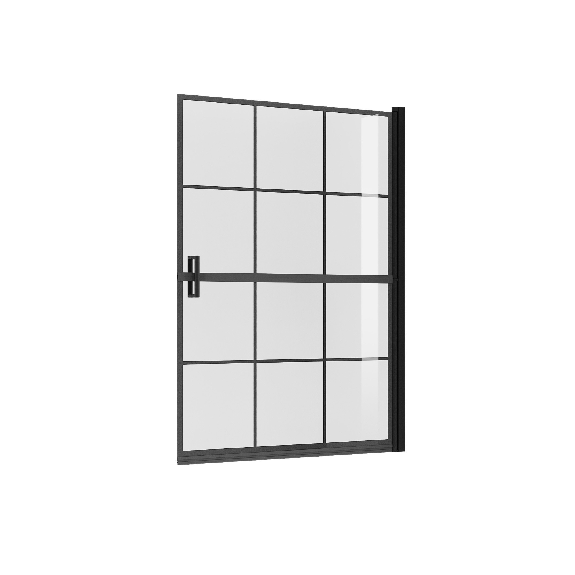 Шторка для ванны NG-08-90BLACK (90*140) черный матовый, стекло прозрачное с рисунком клетка