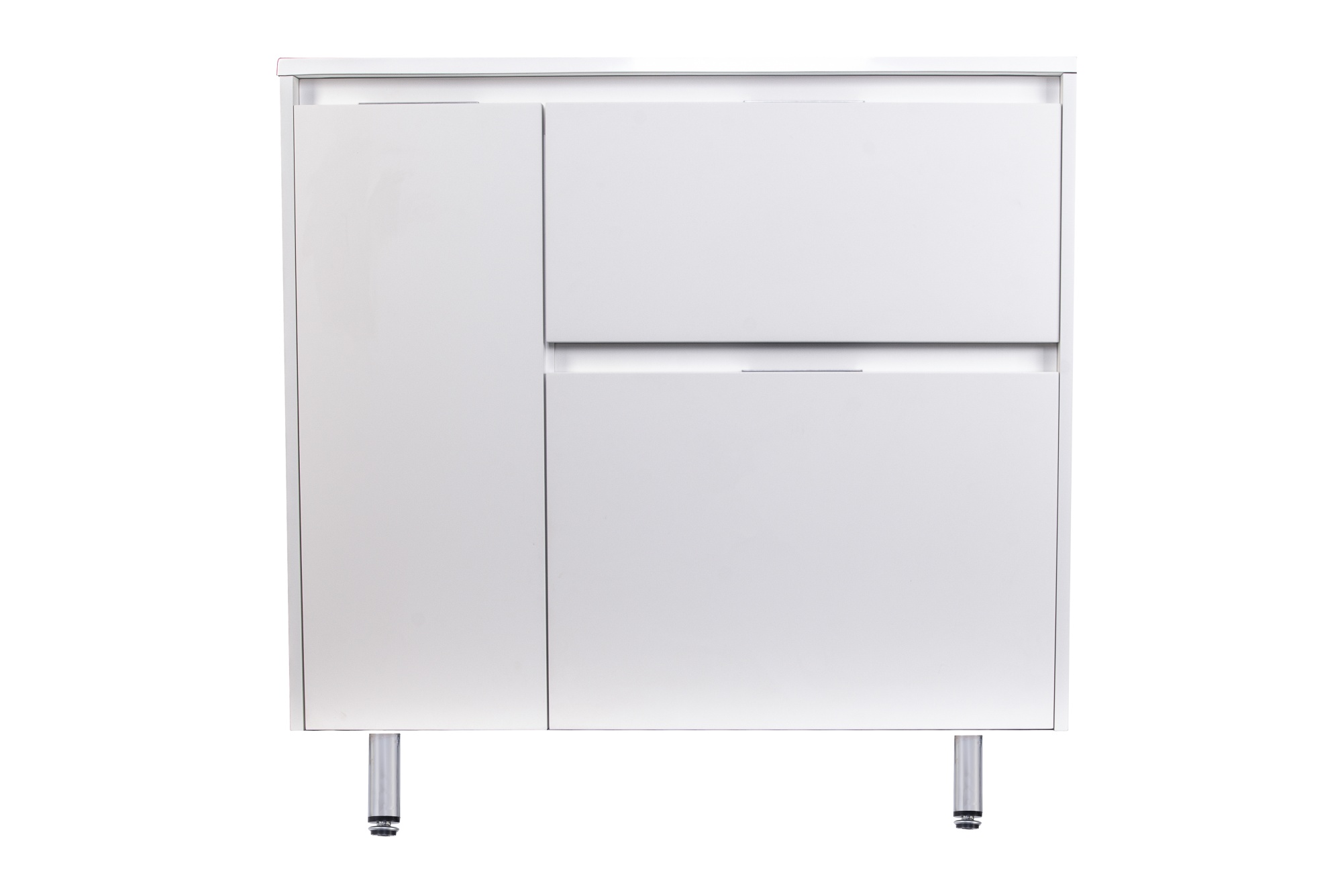 Тумба напольная "Барселона 90" правая (2 ящ.) с выкатной корзиной, Люкс белая, Plus