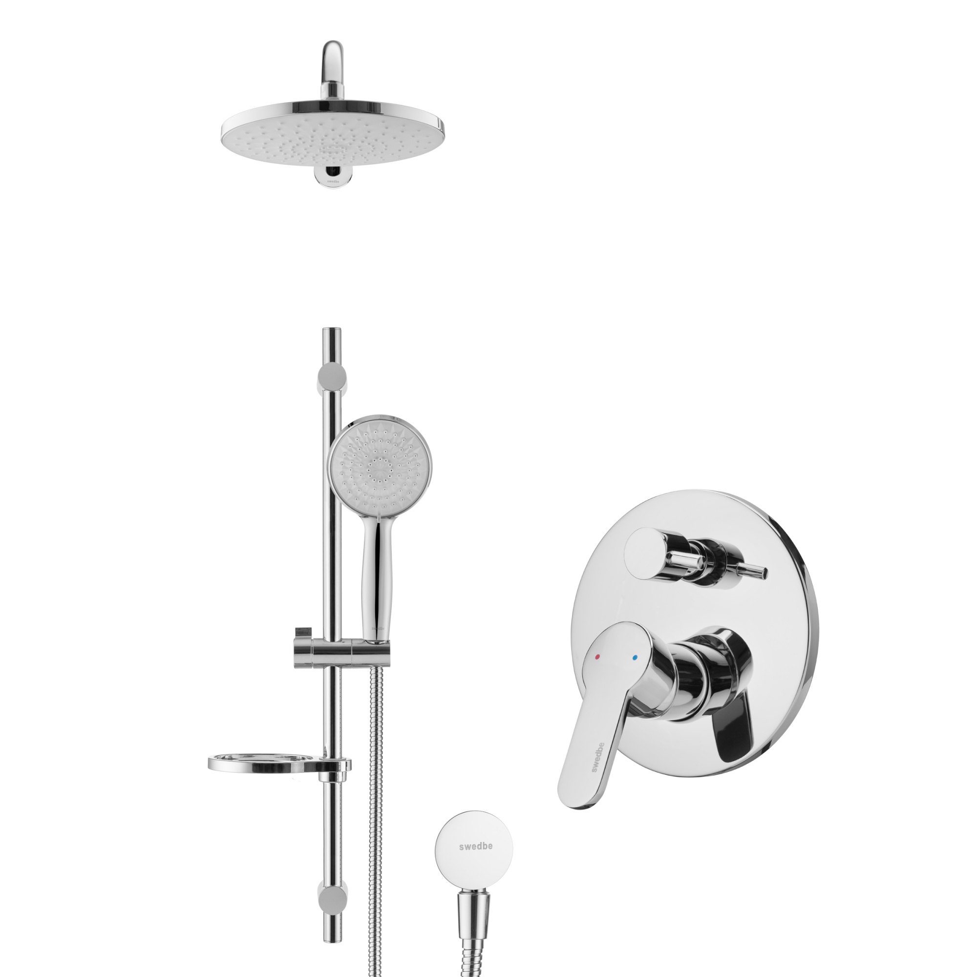 Душевой комплект со встраиваемым смесителем (с монтажным боксом) и верхним душем Swedbe Platta 5535