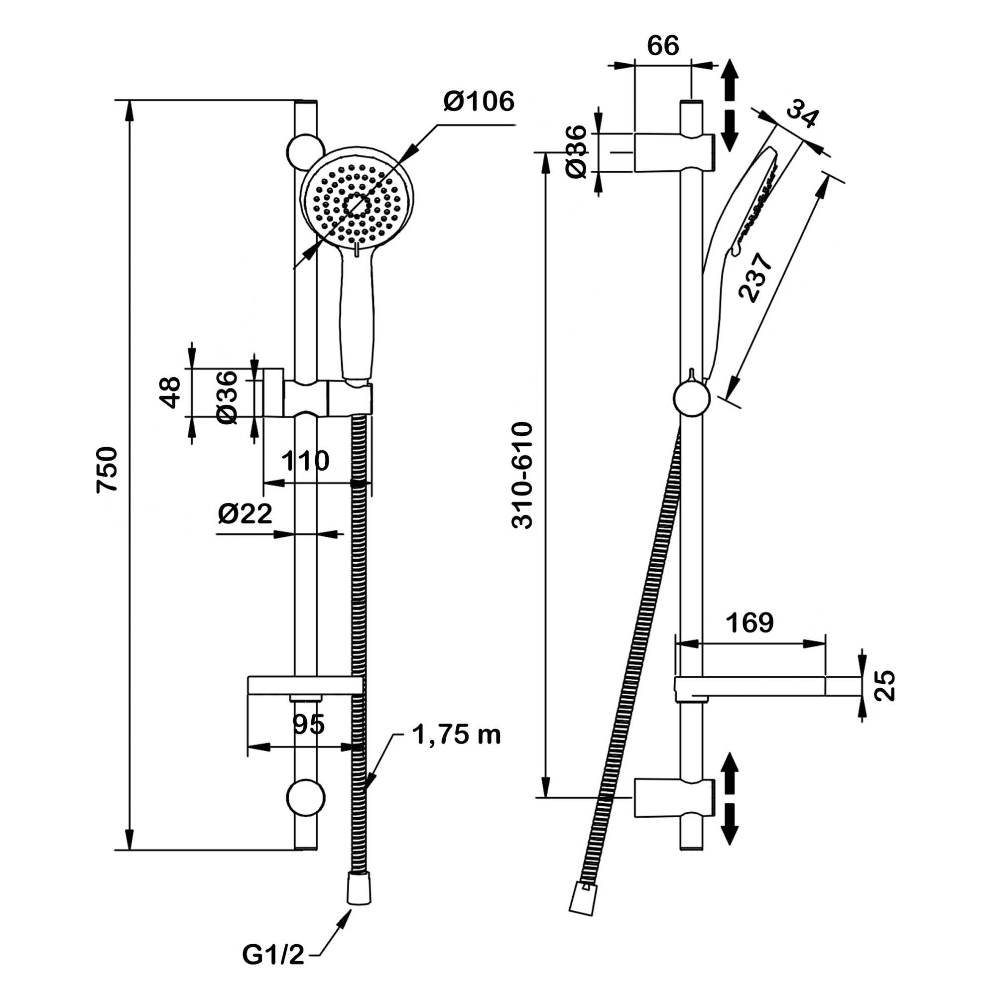 Комплект душевой Swedbe Calypso 5079