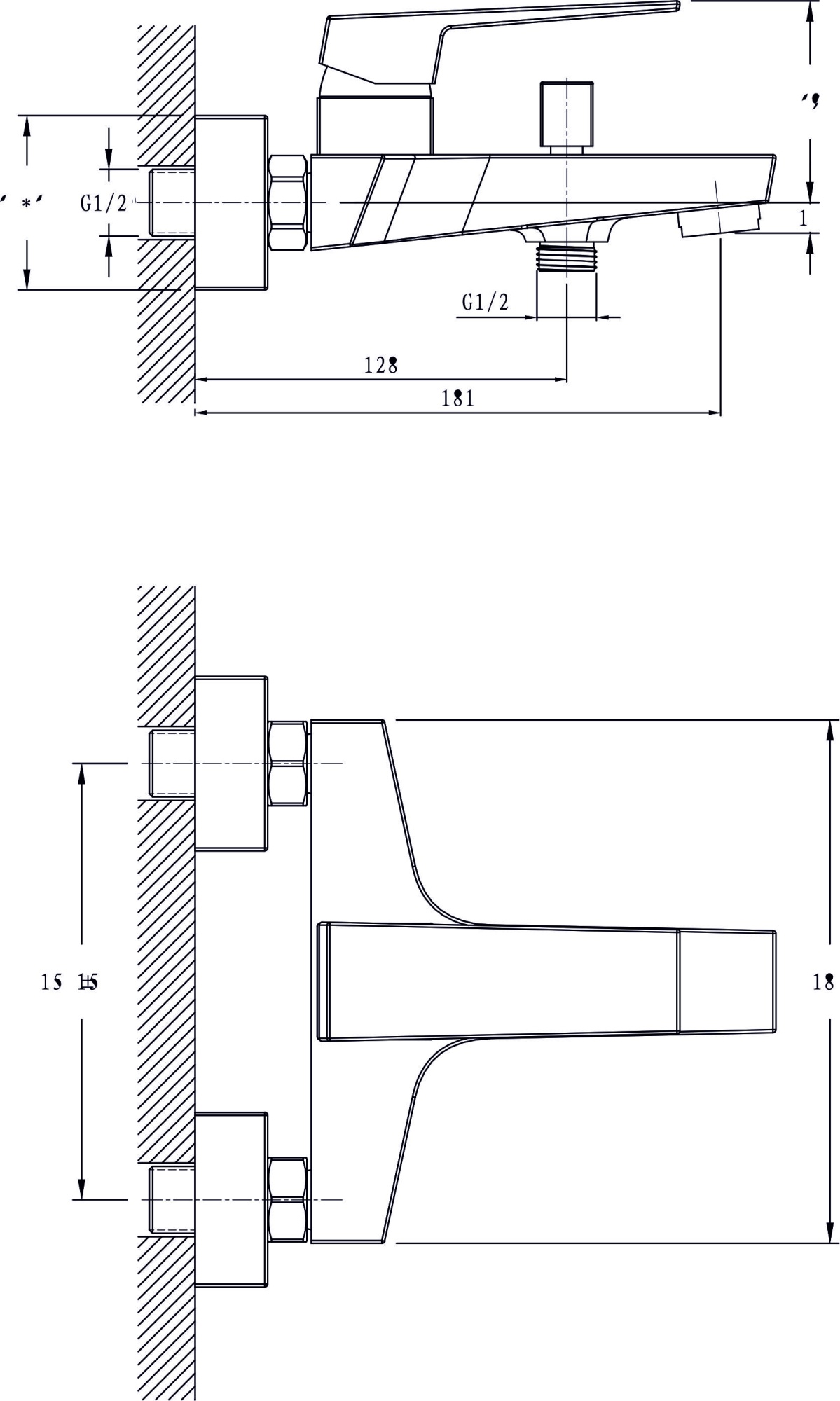Смеситель для ванны с душем  RUSH Thira (TR3635-44)