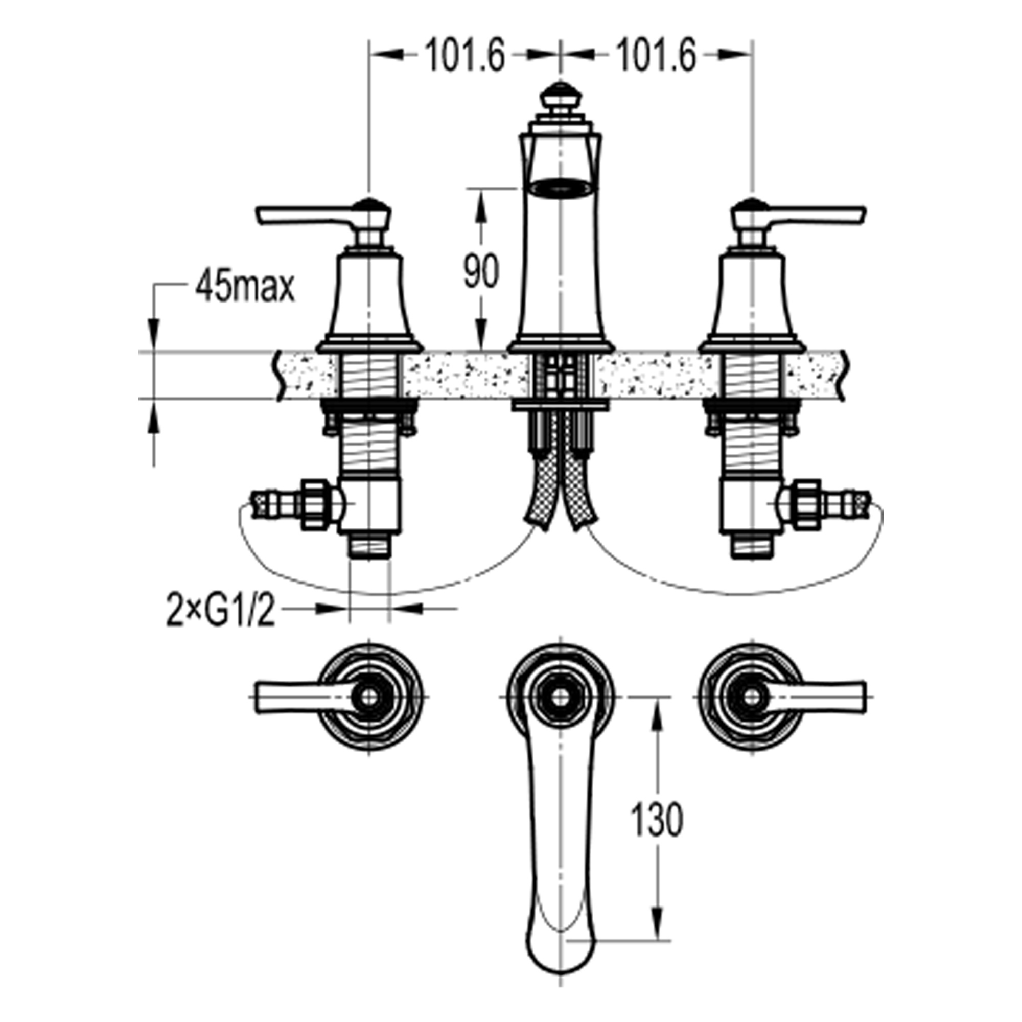 Смеситель для раковины на 3 отверстия Swedbe Terracotta Art 2503