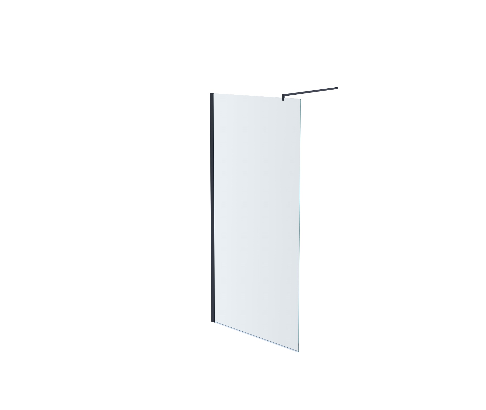 AQ WIW 10020BL Душевая перегородка Walk in с держателем 1000x2000 профиль черный, стекло прозрачное