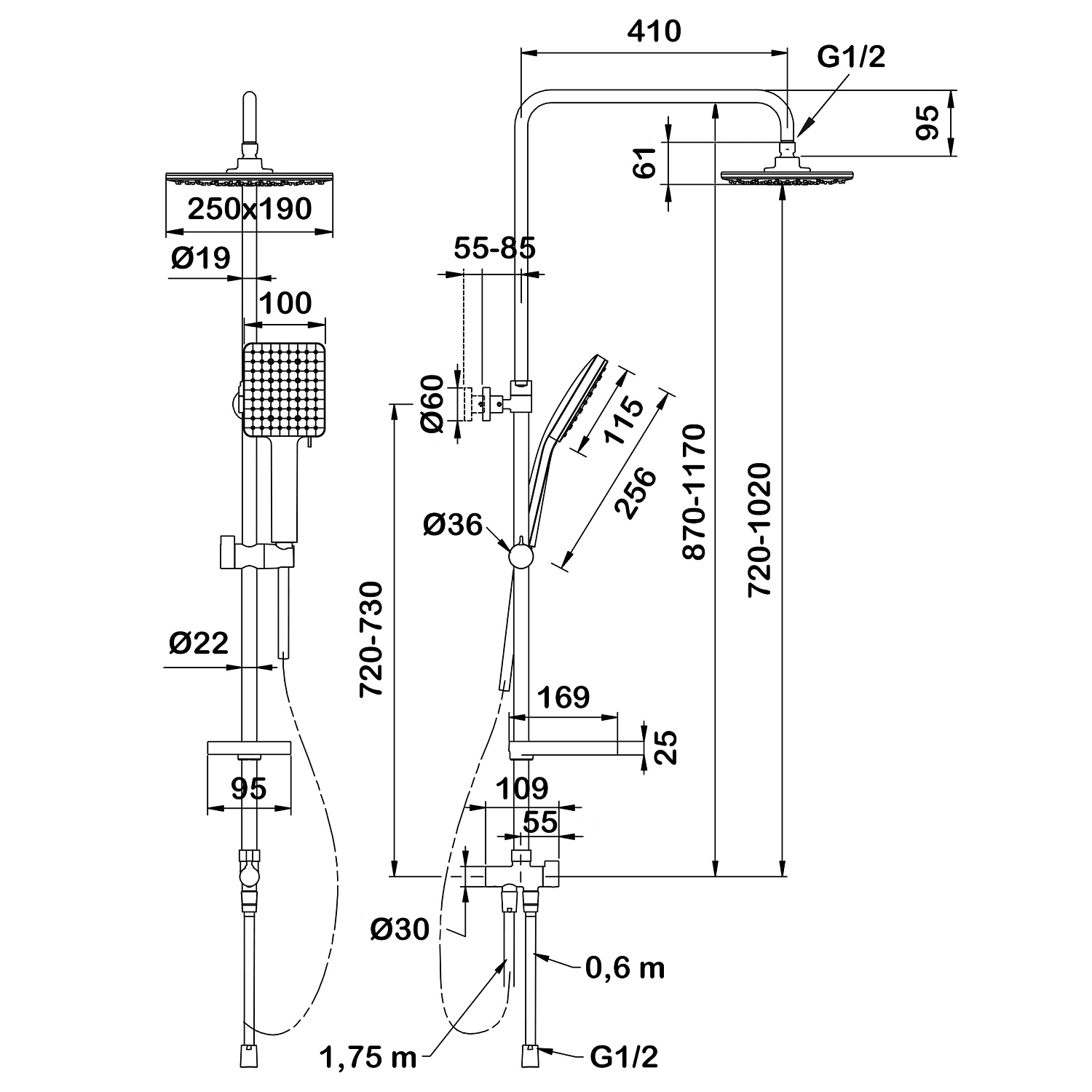 Семейный душ Swedbe Hermes 5103B