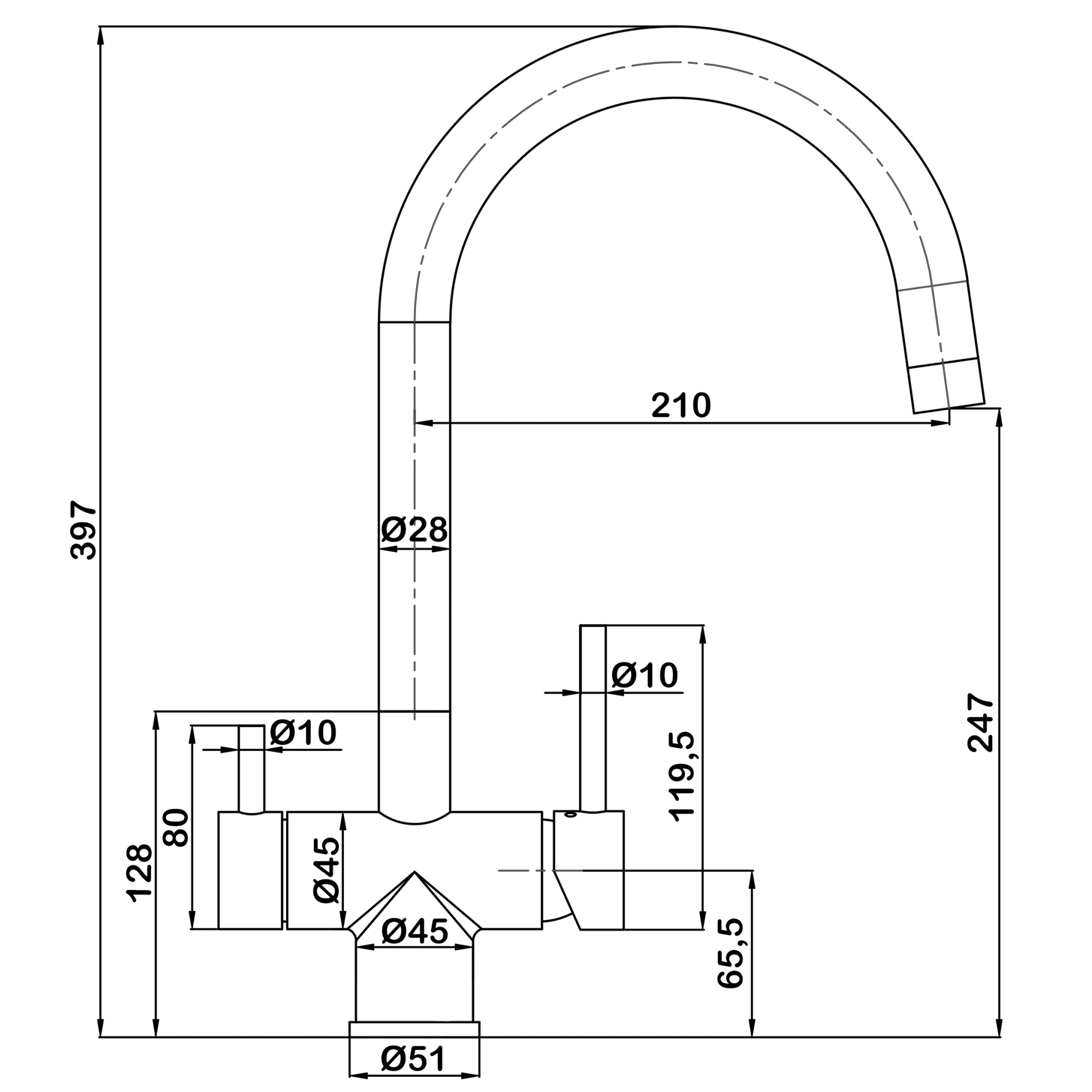 Cмеситель для кухни Swedbe Selene Plus в комплекте с фильтром Аквафор Кристалл К8042К