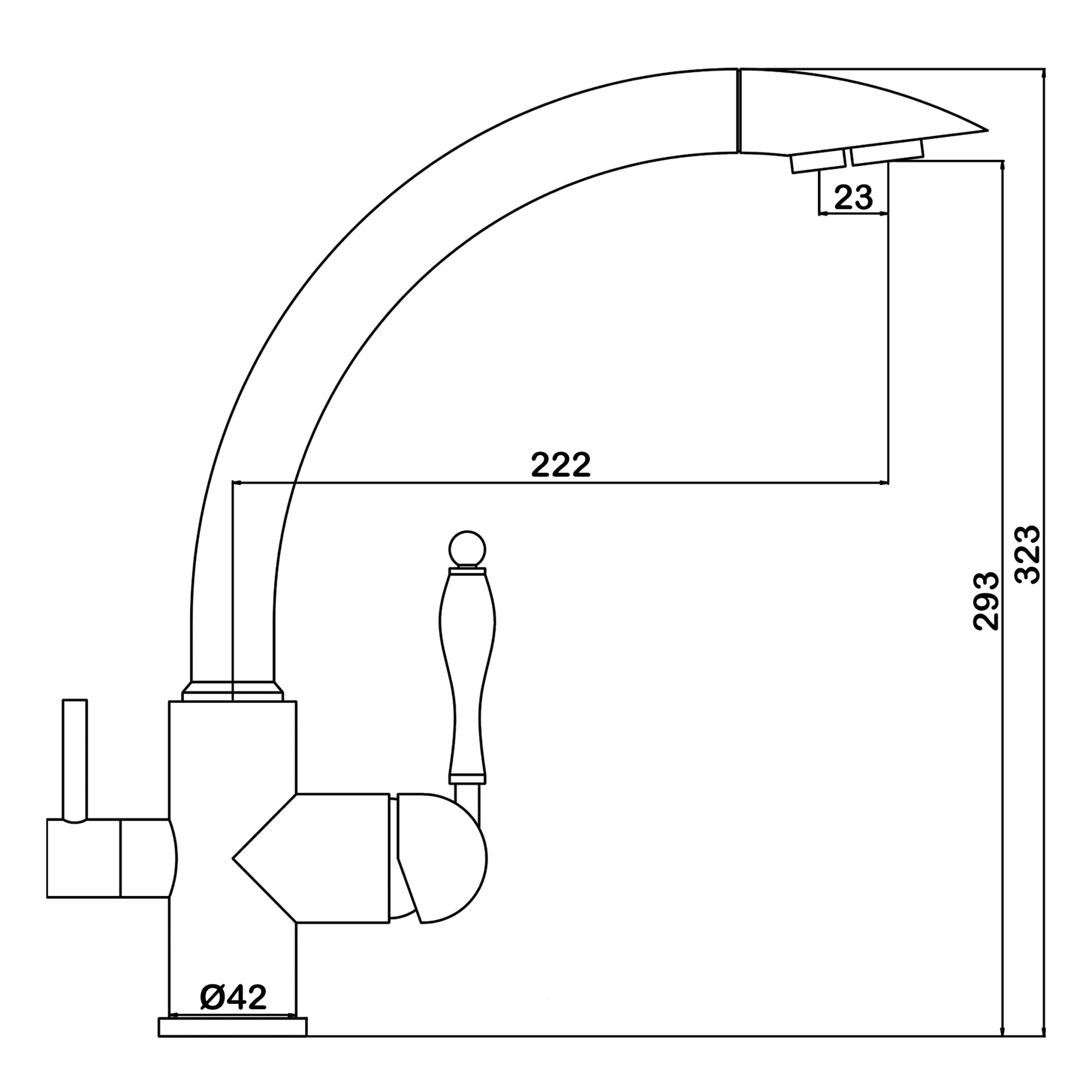 Cмеситель для кухни Swedbe Selene Plus в комплекте с фильтром Аквафор Кристалл K8045K