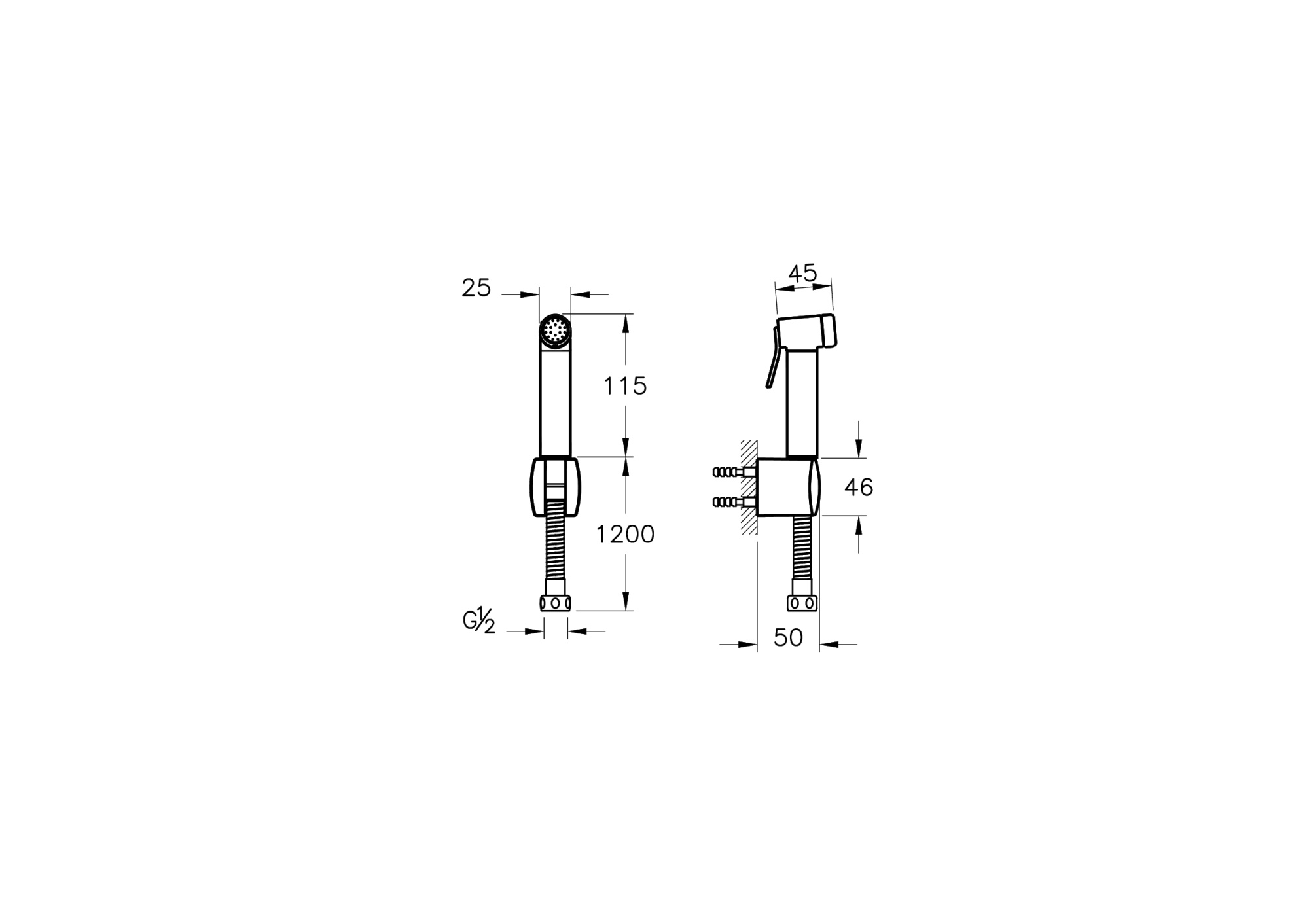 Гигиенический душ, матовый черный, A4574736