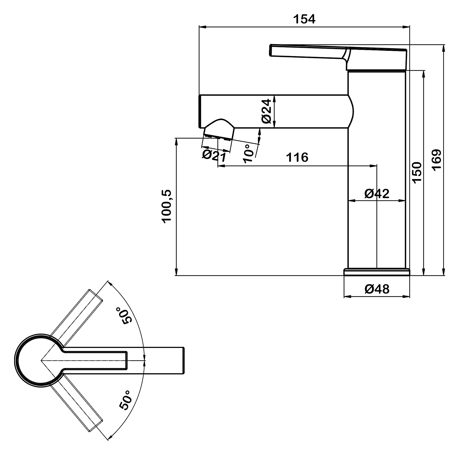 Смеситель для раковины Swedbe Diana 1010B