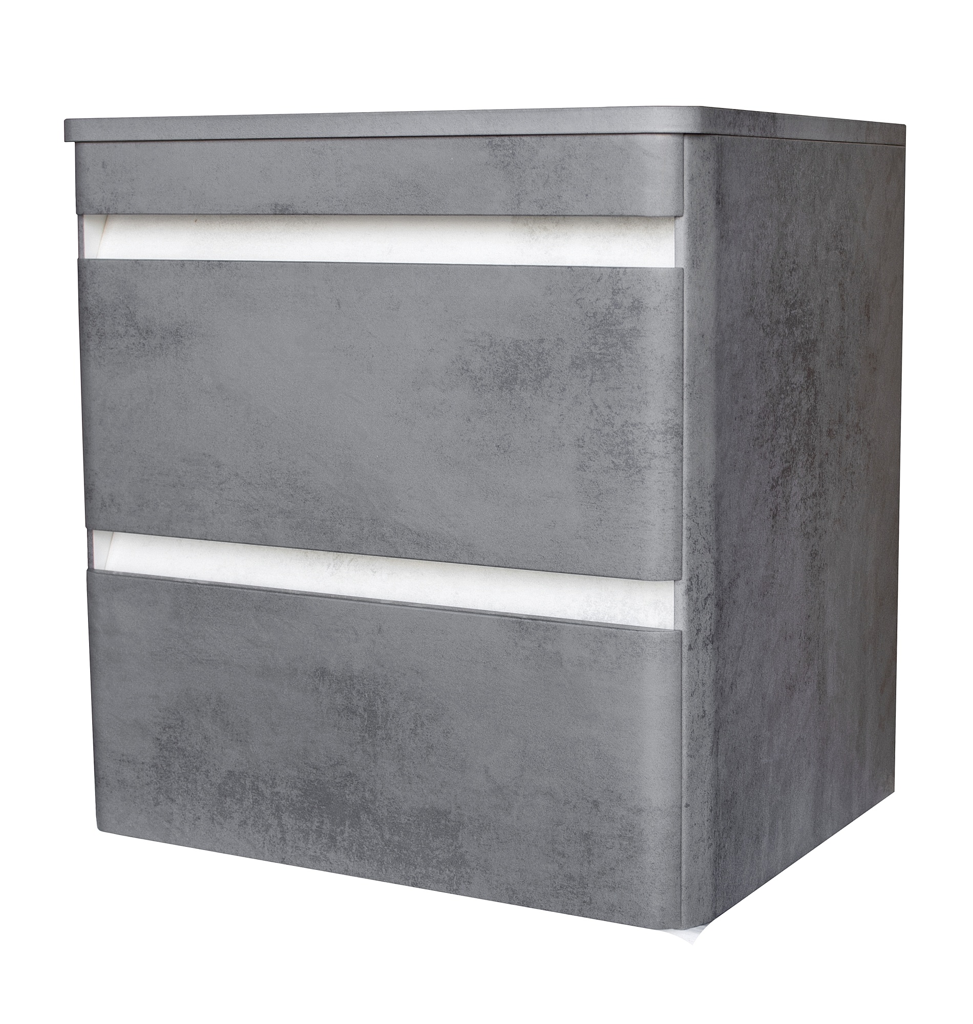 Тумба подвесная "Атлантика 70", Люкс бетон темный, (2 ящ.), со столешницей МДФ, PLUS