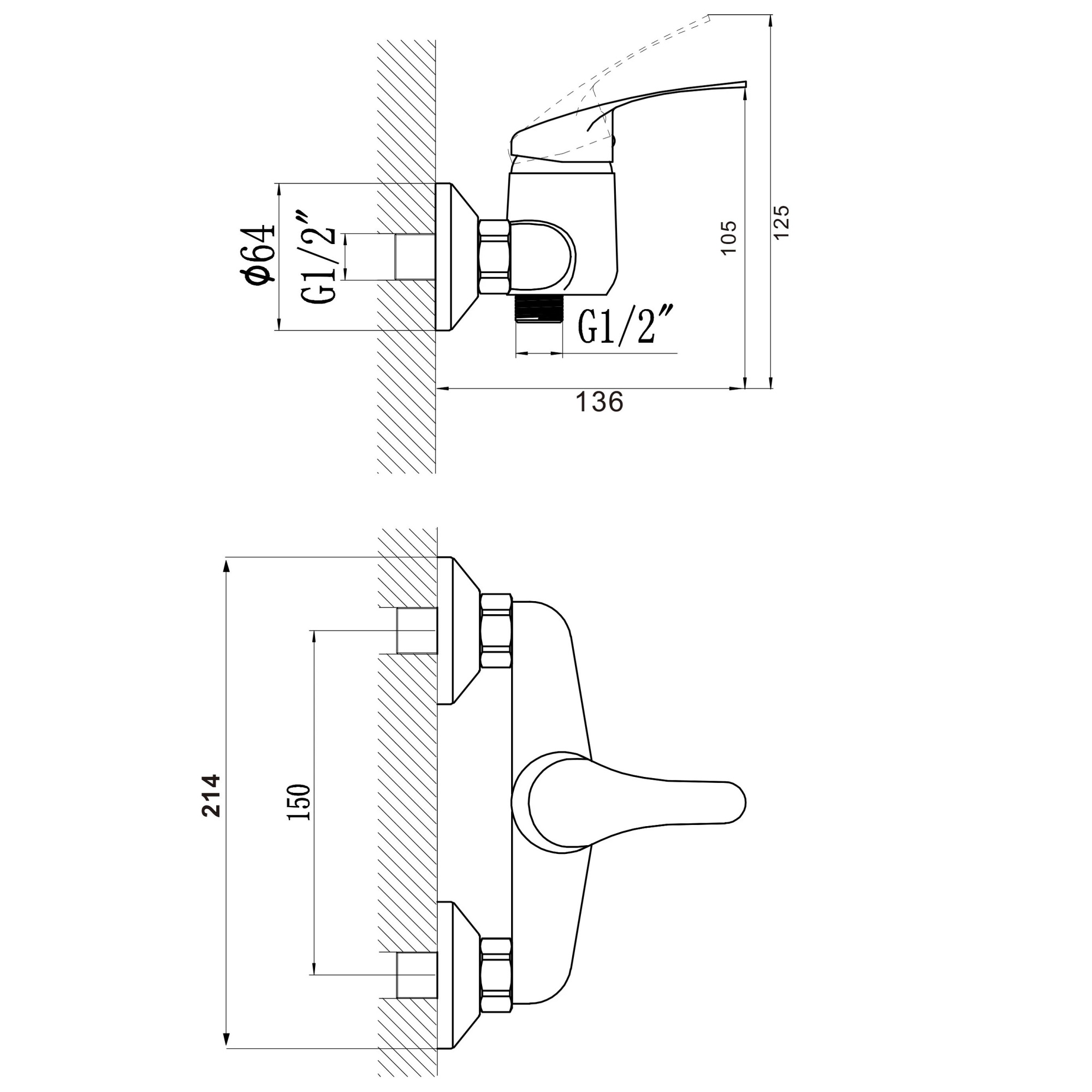 Смеситель для душа Savol S-T3001, хром