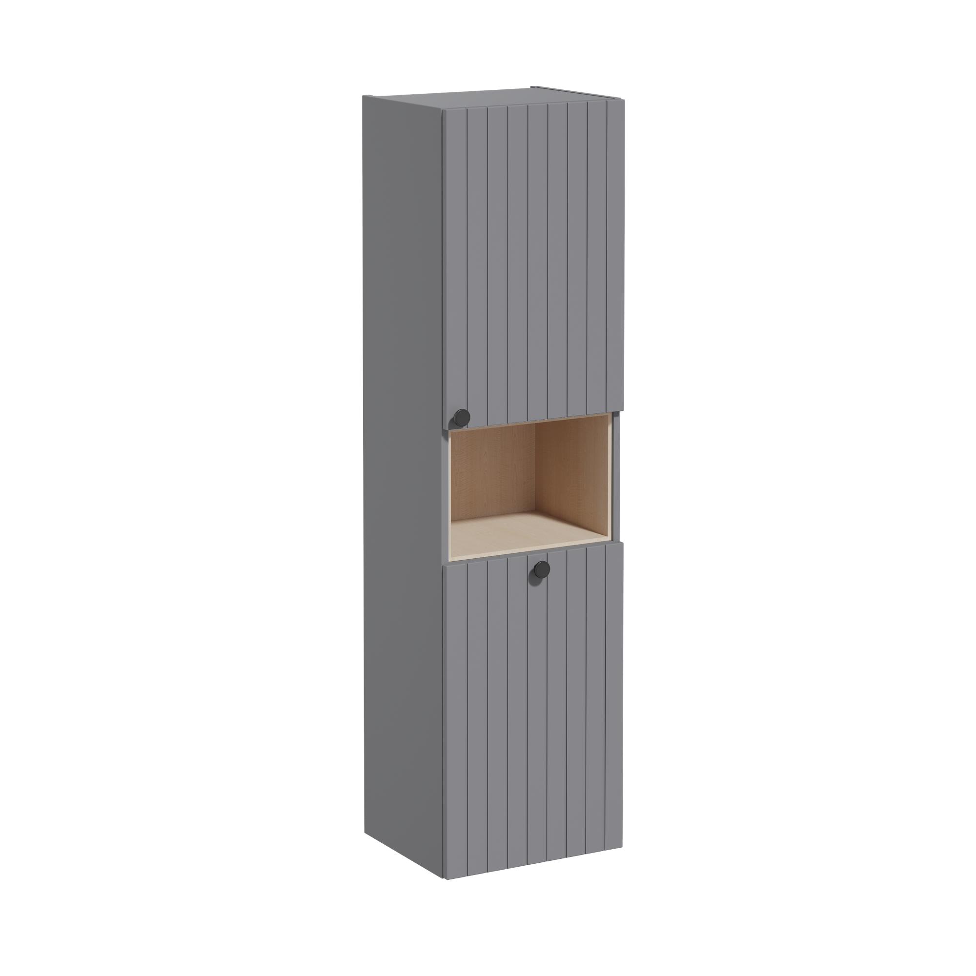 Пенал высокий Root Groove 40 см с корзиной для белья, матовый серый, правосторонний, 69102