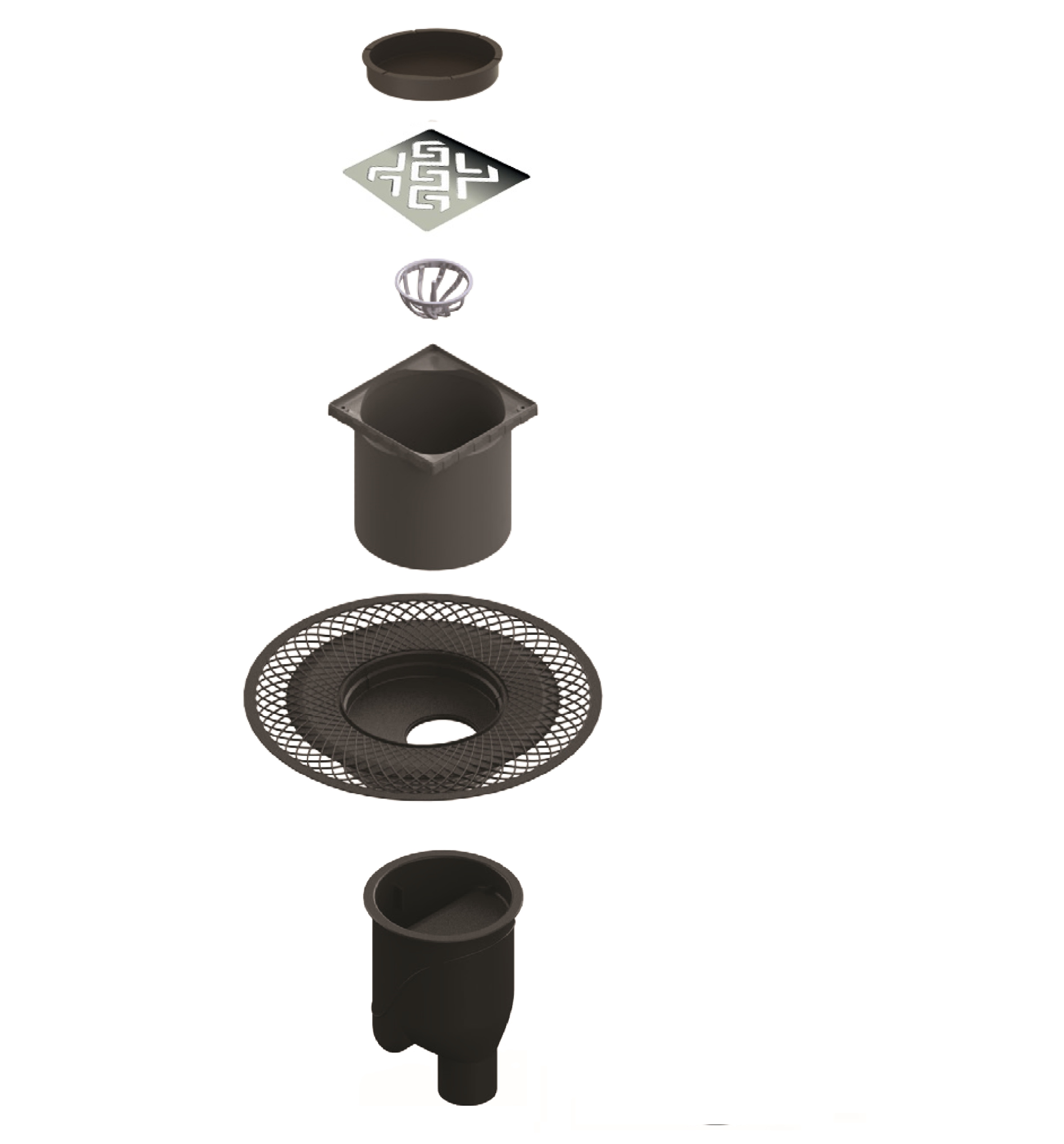 Душевой трап BERGES Wasserhaus PLATZ Antik 150х150 090061