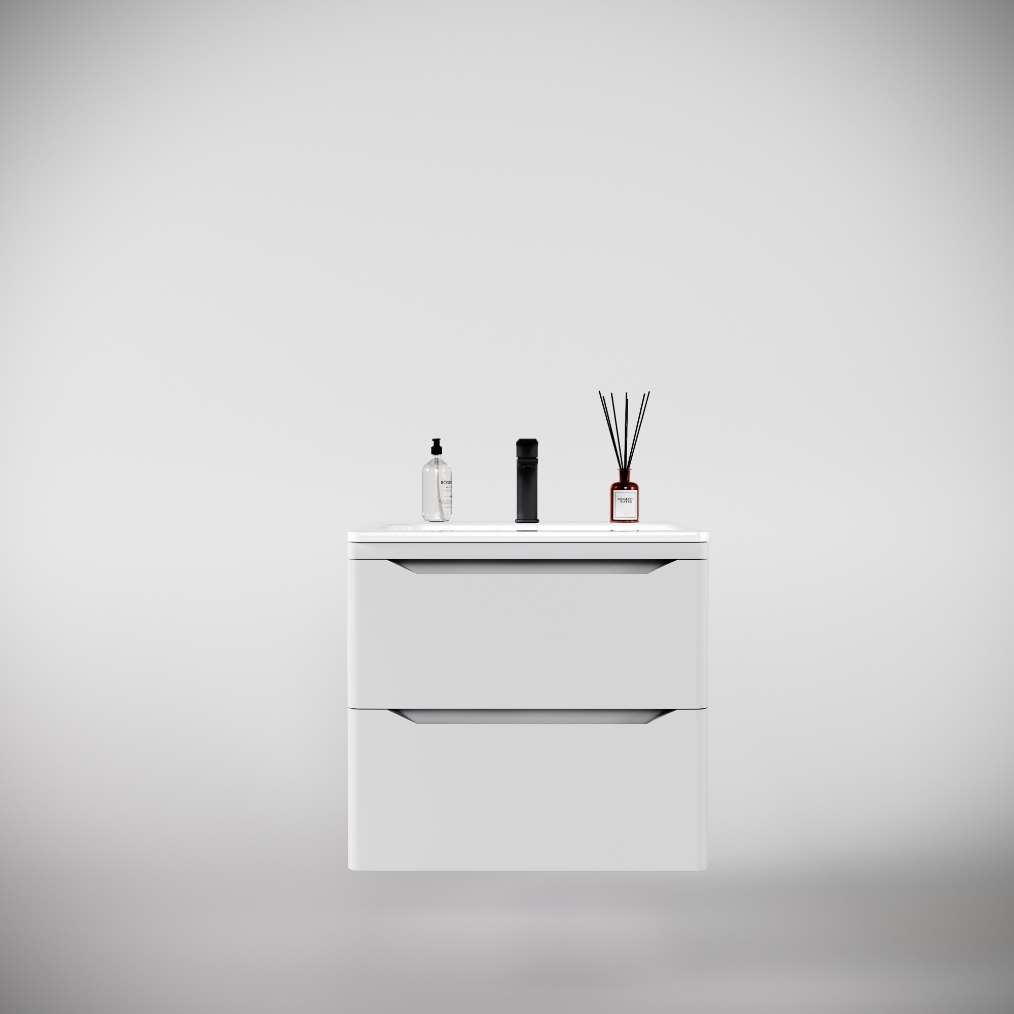 Тумба подвесная "Марелла 60" (2 ящ.) Люкс антискрейтч белый матовый, PLUS