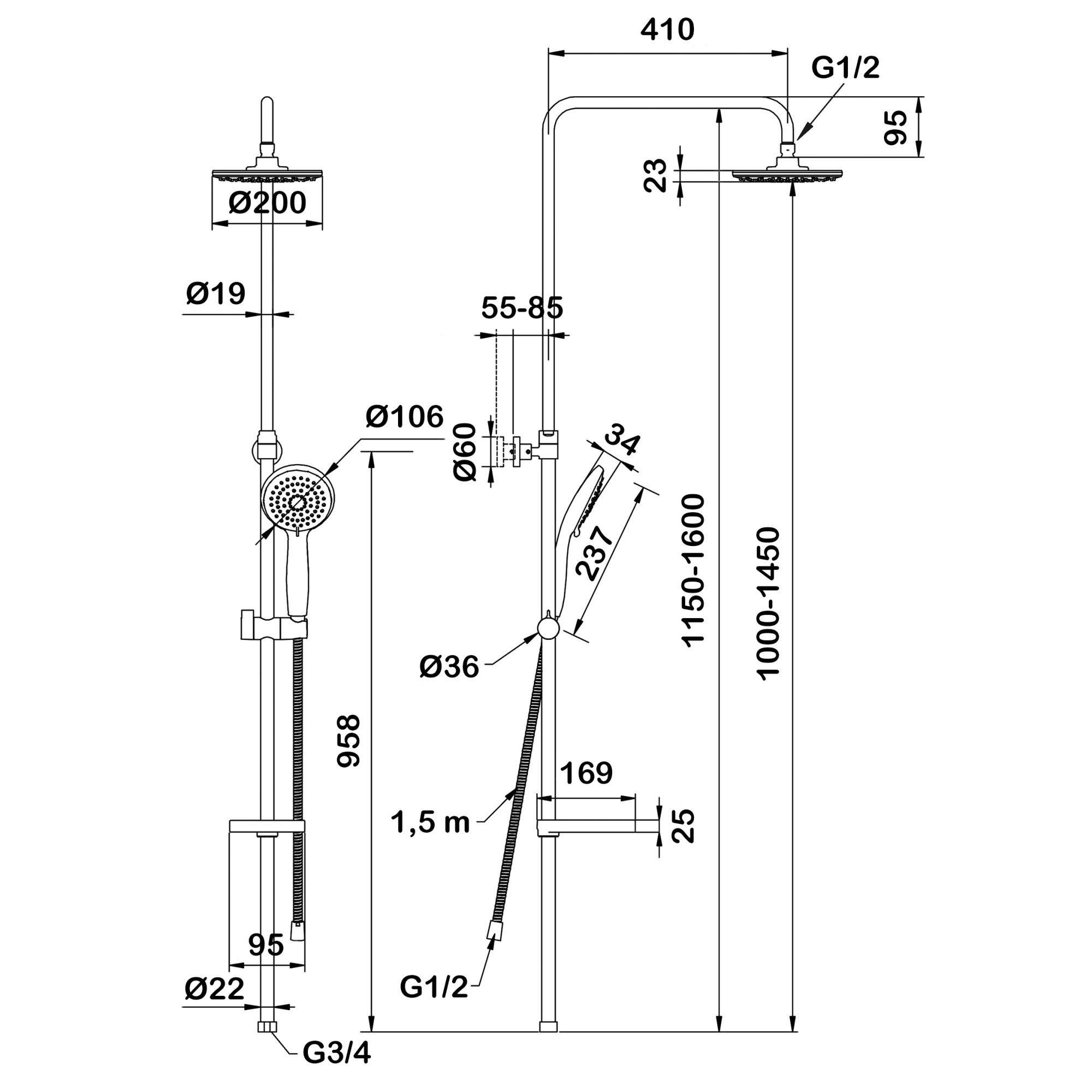 Семейный душ Swedbe Calypso 5058
