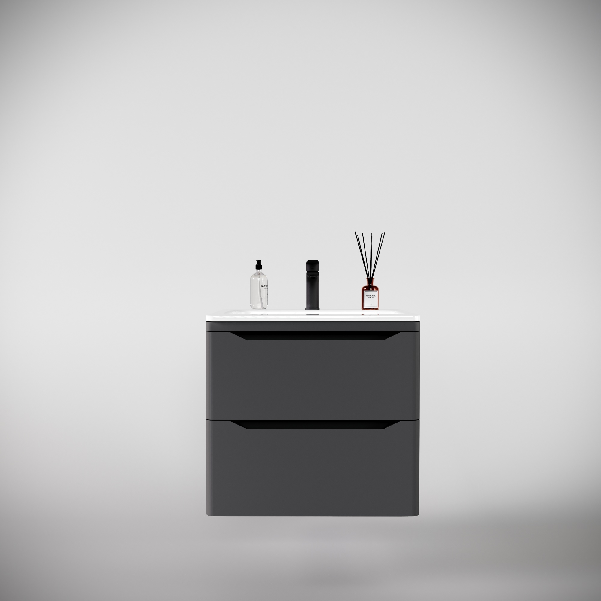 Тумба подвесная "Марелла 60" (2 ящ.) Люкс антискрейтч серый, PLUS