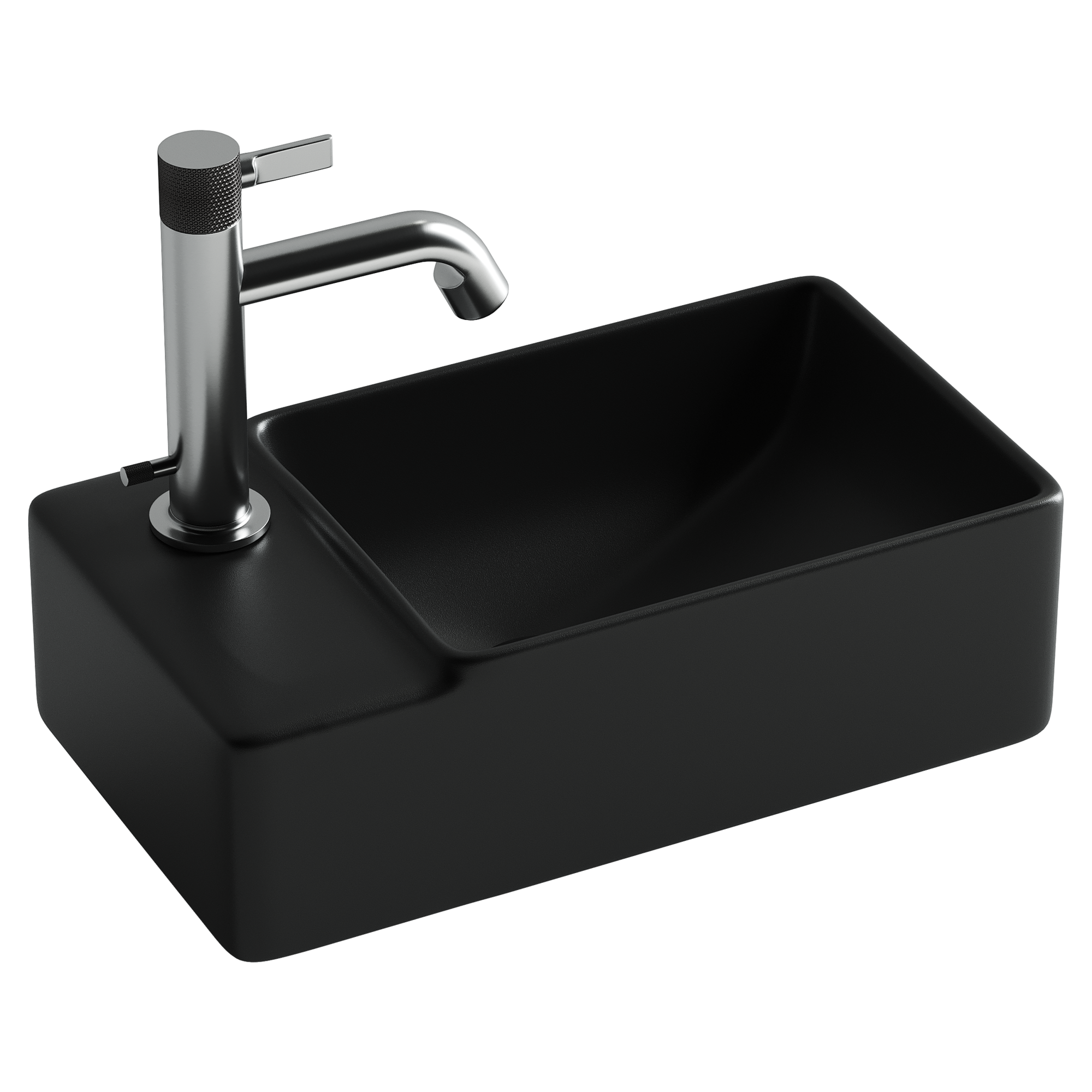 Умывальник подвесной прямоугольный (чаша справа, отверстие под смеситель слева) цвет черный матовый Element 395*220*125мм, CN5046MB