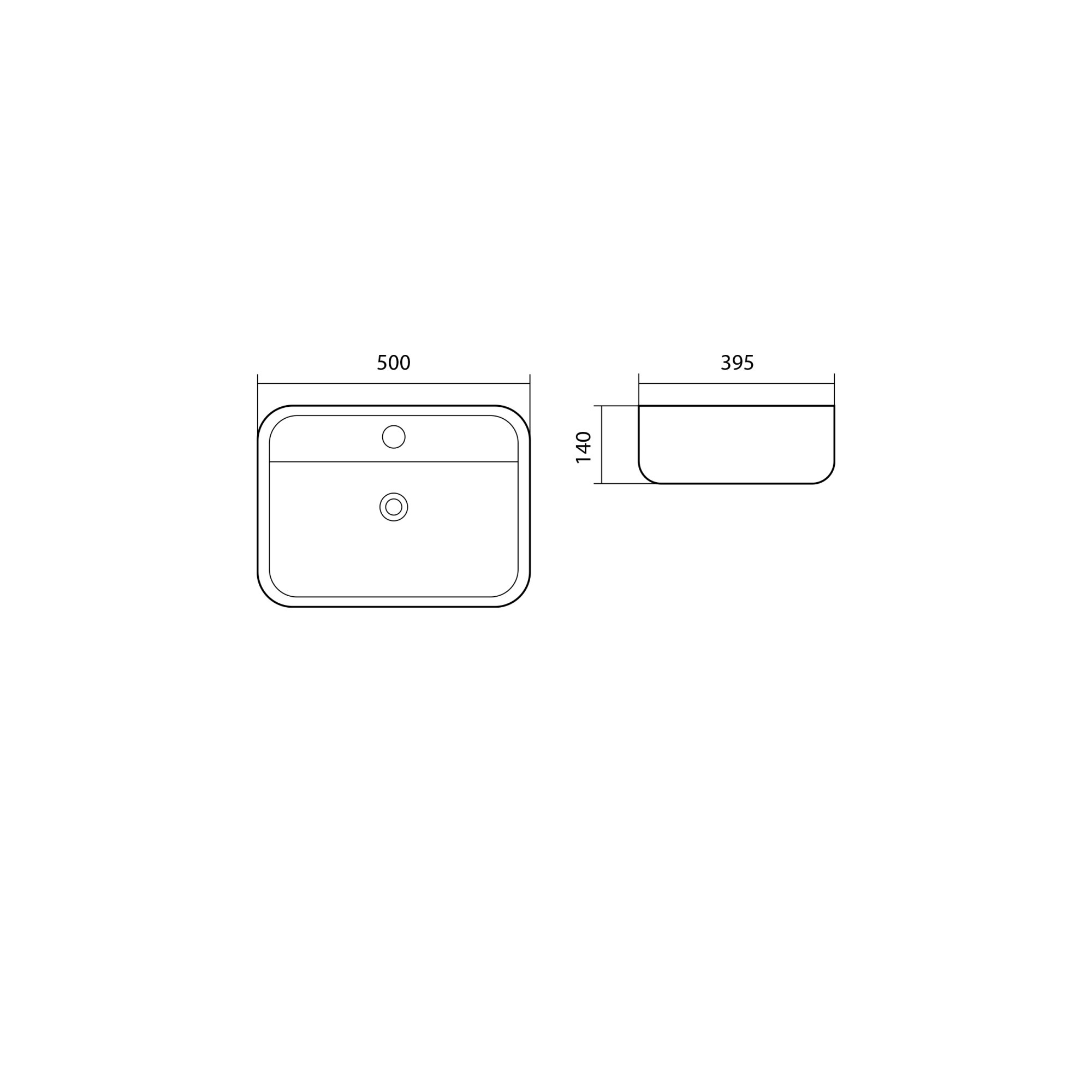 Раковина накладная для установки на столешницу AQUATEK ВЕГА AQ5506-00, 500*395*140 мм, с отверстием под смеситель