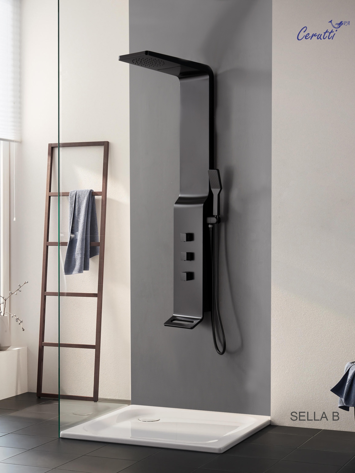 Панель SELLA B душевая из нержавеющей стали Cerutti SPA CT8989, цвет черный